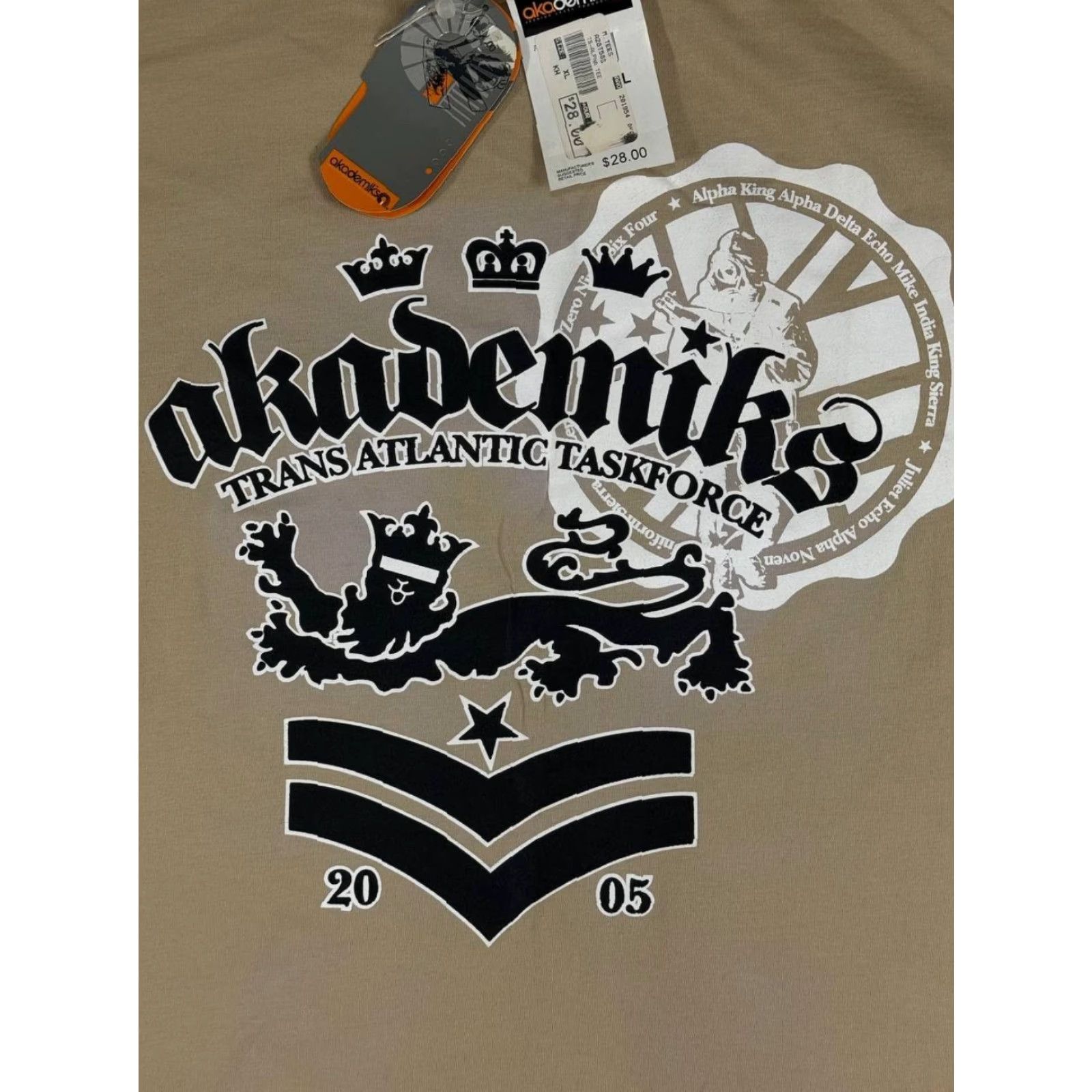 Akademiks VINTAGE Akademiks T-Shirt Hip Hop Trans Atlantic Taskforce Tee XL Ivory Men Short Sleeve Crew Neck Graphic Print 2000s Size US XL / EU 56 / 4 - 6 Thumbnail