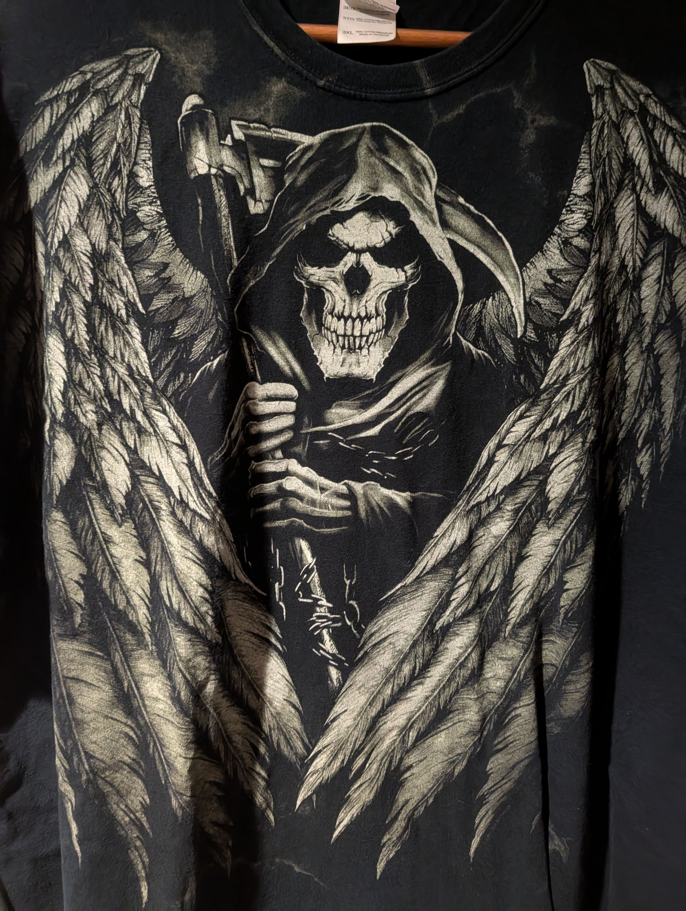 Arts & Science Vintage Grim Reaper Angel Wings Skull Graphic T-Shirt Size US XXL / EU 58 / 5 - 2 Thumbnail