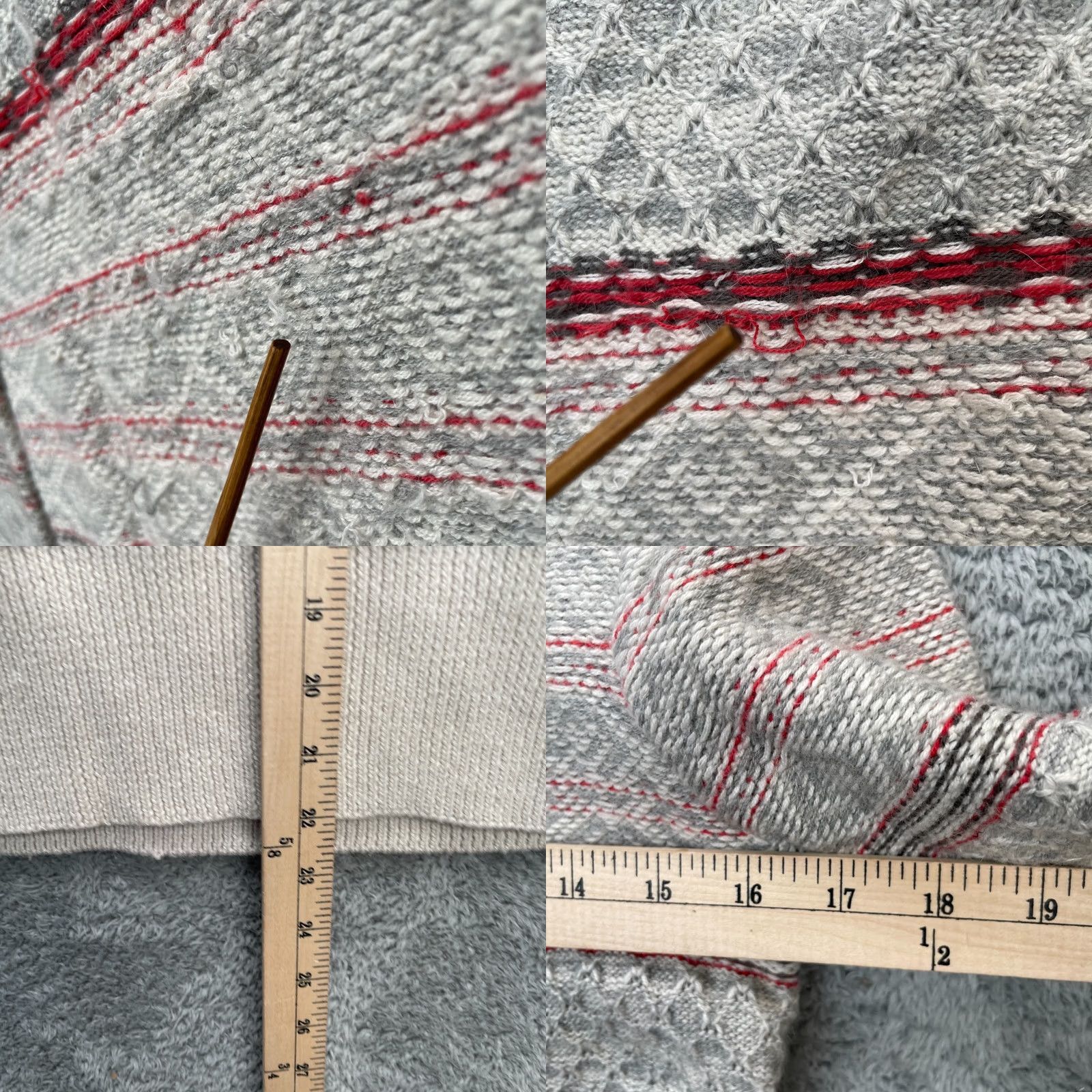 Vintage Sessun Sweater Womens XS Gray Striped Fair Isle Knit Pullover Crew Neck Long Sleeve Casual Winter Size XS / US 0-2 / IT 36-38 - 8 Thumbnail