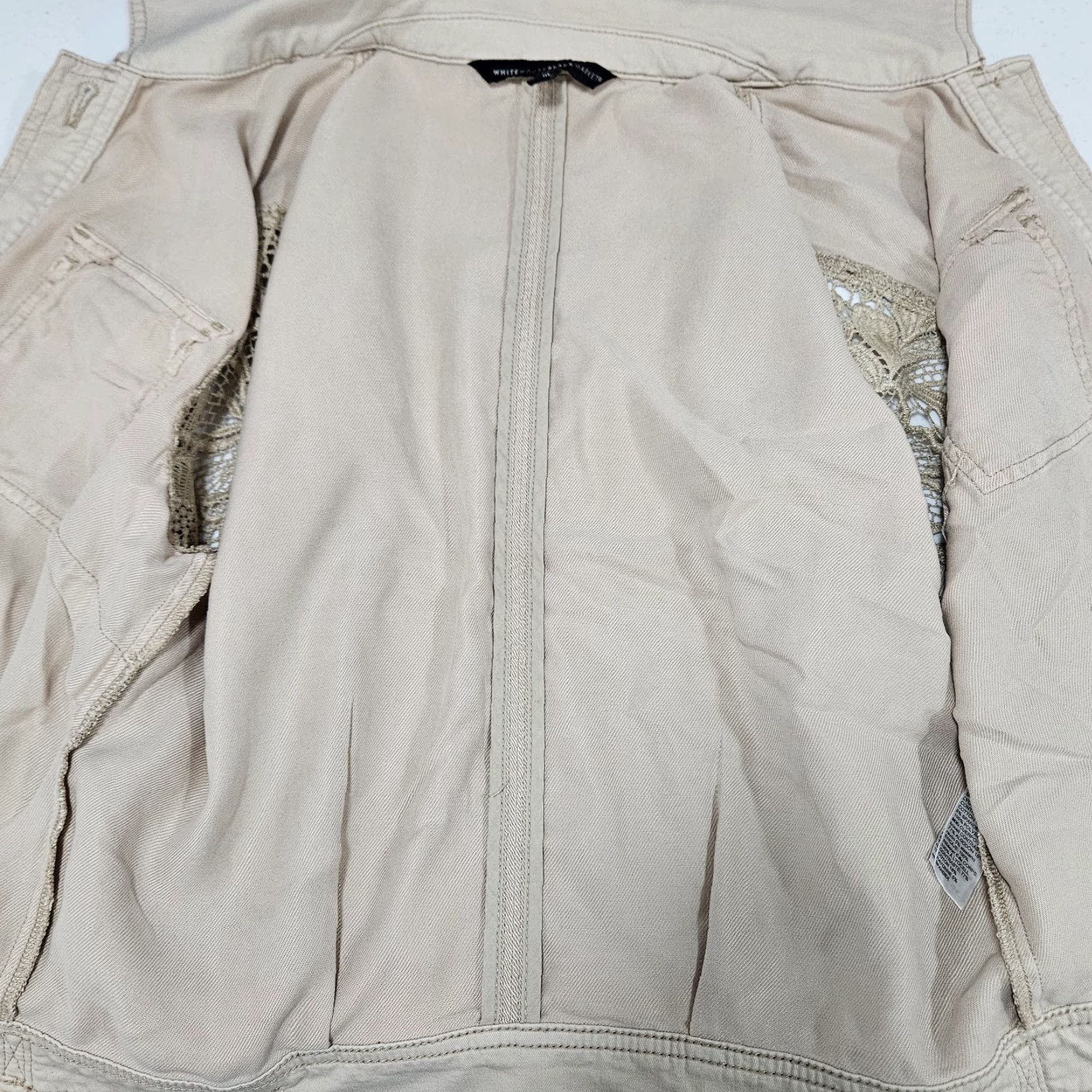 White House Black Market White House Black Market Beige Lace Long Sleeve Buttoned Utililty Jacket 10 Womens Size L / US 10 / IT 46 - 5 Thumbnail