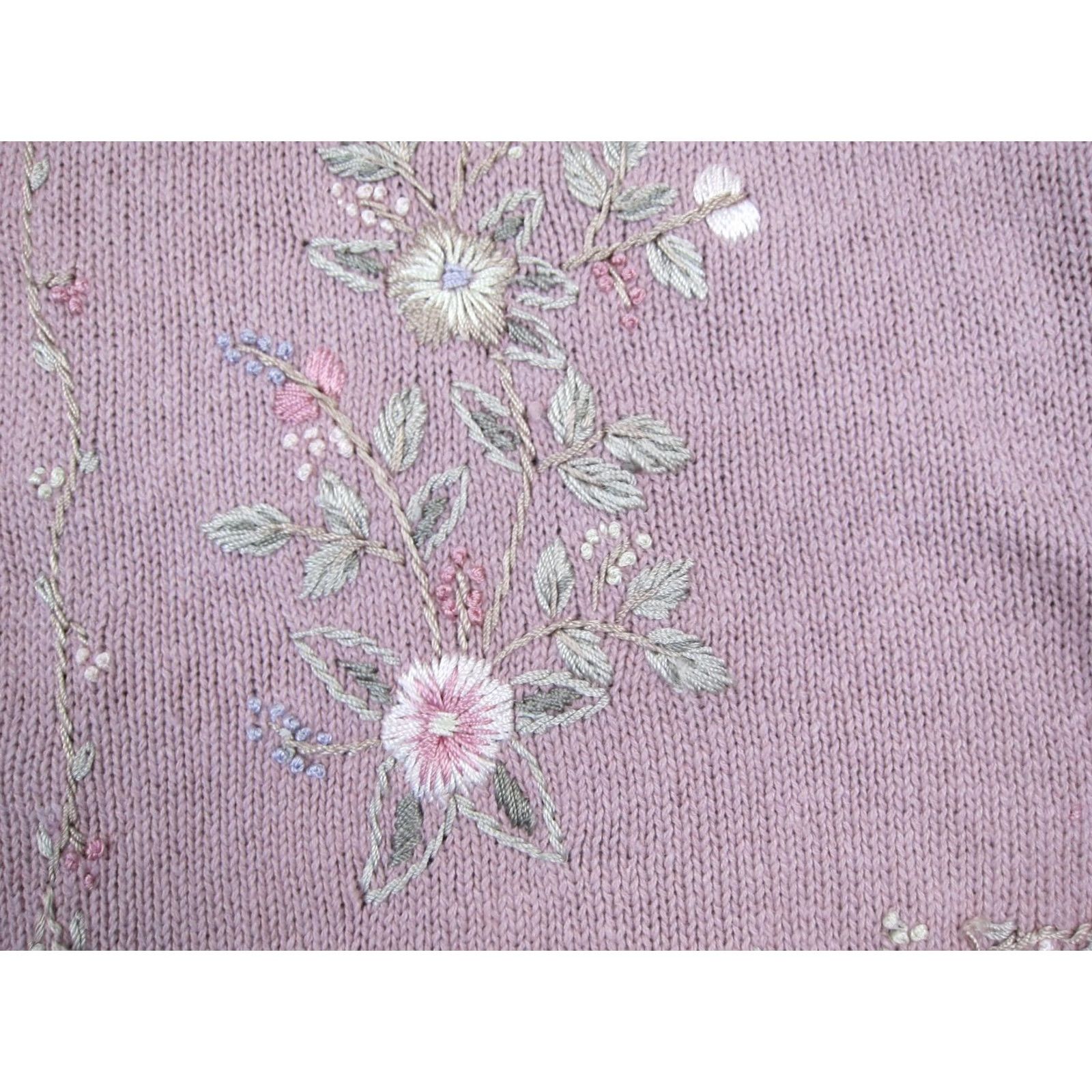 Vintage VINTAGE Willow Bay Cardigan Sweater Womens 2X Plus Pink Floral Knit Ladies 90s Size XXL / US 16-18 / IT 52-54 - 2 Thumbnail