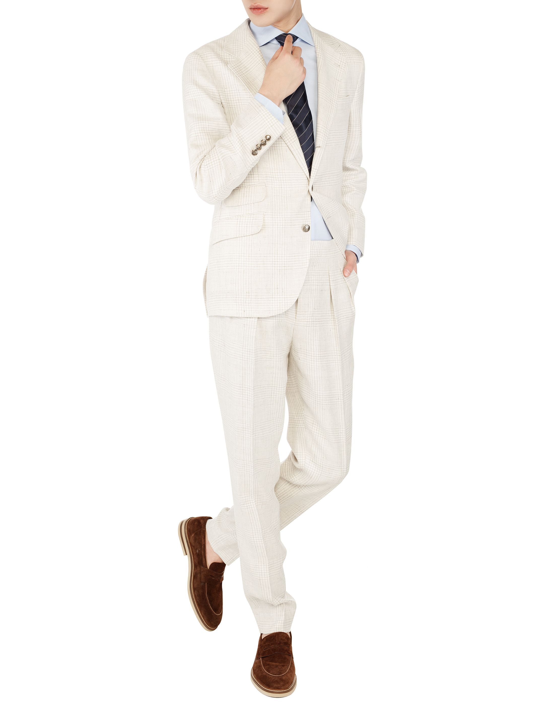 Brunello Cucinelli o1y0526 Single-breasted Suit in Ivory Size US M / EU 48-50 / 2 - 2 Thumbnail