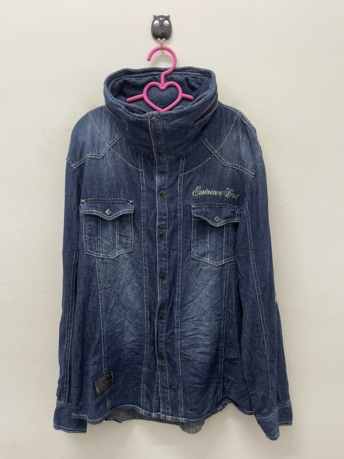 In The Attic Rare Vintage IN THE ATTIC Double Button Double Collar Hoodie Size US L / EU 52-54 / 3 - 1 Thumbnail