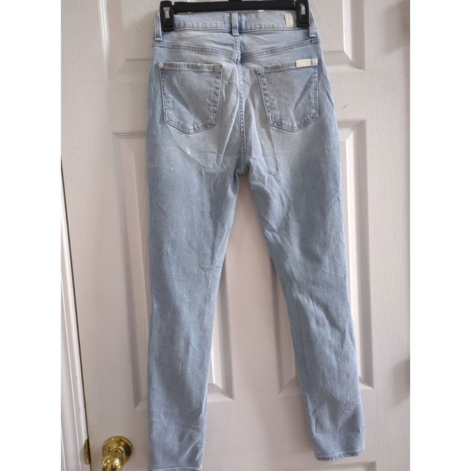 7 For All Mankind 7 For All Mankind High Waist Ankle Skinny Jeans Women 25 Blue Denim Solid Stretch Distressed Zipper 28 Inseam Size 42" / US 20 - 5 Thumbnail