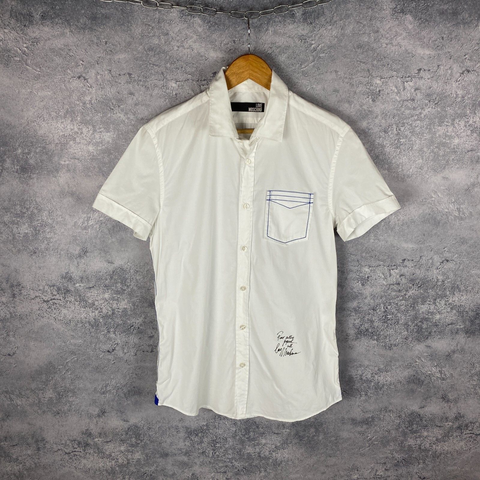 Moschino Love Moshino Shirt Men's Size M White Short Sleeve` Size US M / EU 48-50 / 2 - 1 Thumbnail