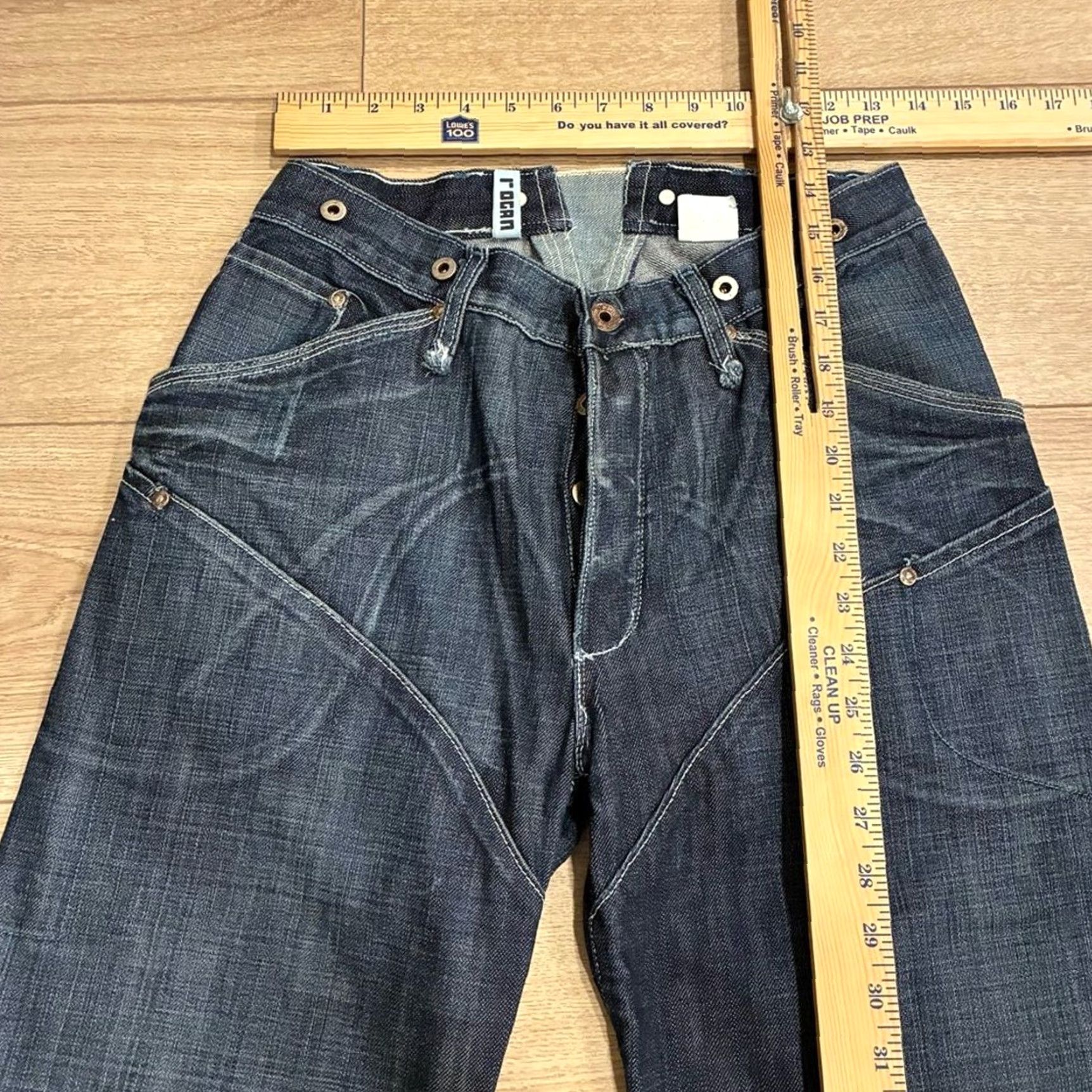 Doublet Rogan Jeans Men Dark Wash Funnel Double Knee Distressed Button Fly Size 28x32 Regular 32in Straight NWT Size US 28 / EU 44 - 3 Thumbnail