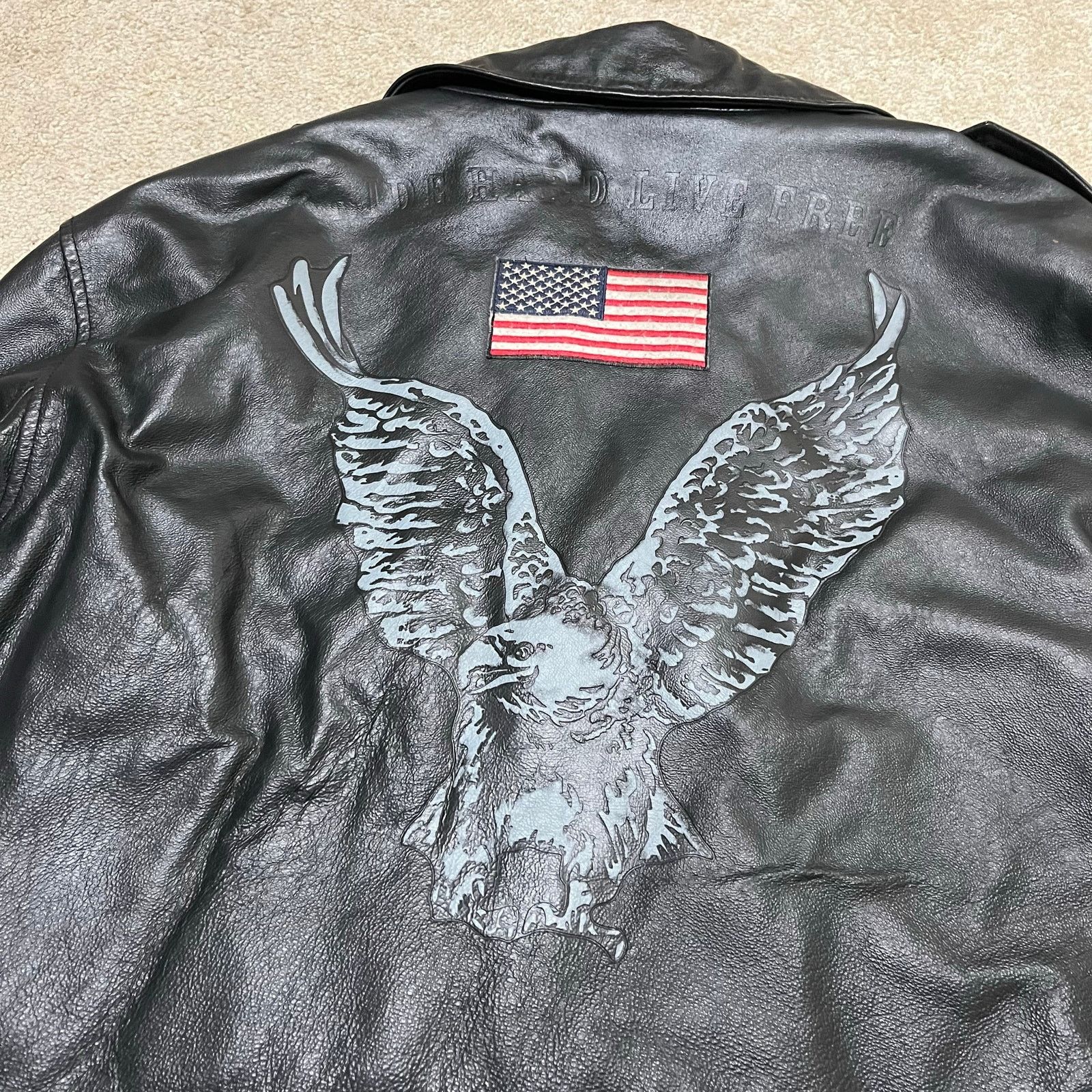 Other Bradford Exchange Eagle & USA Flag Black Leather Jacket L Size US L / EU 52-54 / 3 - 3 Thumbnail