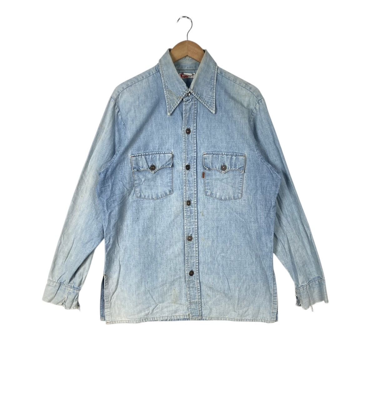 70s True Vintage Levis Big E Orange Tag Chambray Distressed