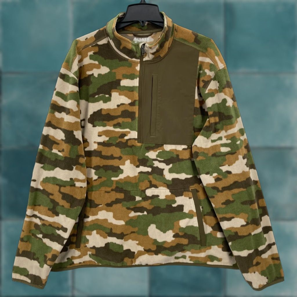 Vintage Duluth Fleece Half Zip Pullover Sweatshirt Mens 2XL Relaxed Green Camouflage Camp Outdoor Hiking Hunting Logo Zipper Mock Neck Size US XXL / EU 58 / 5 - 1 Thumbnail