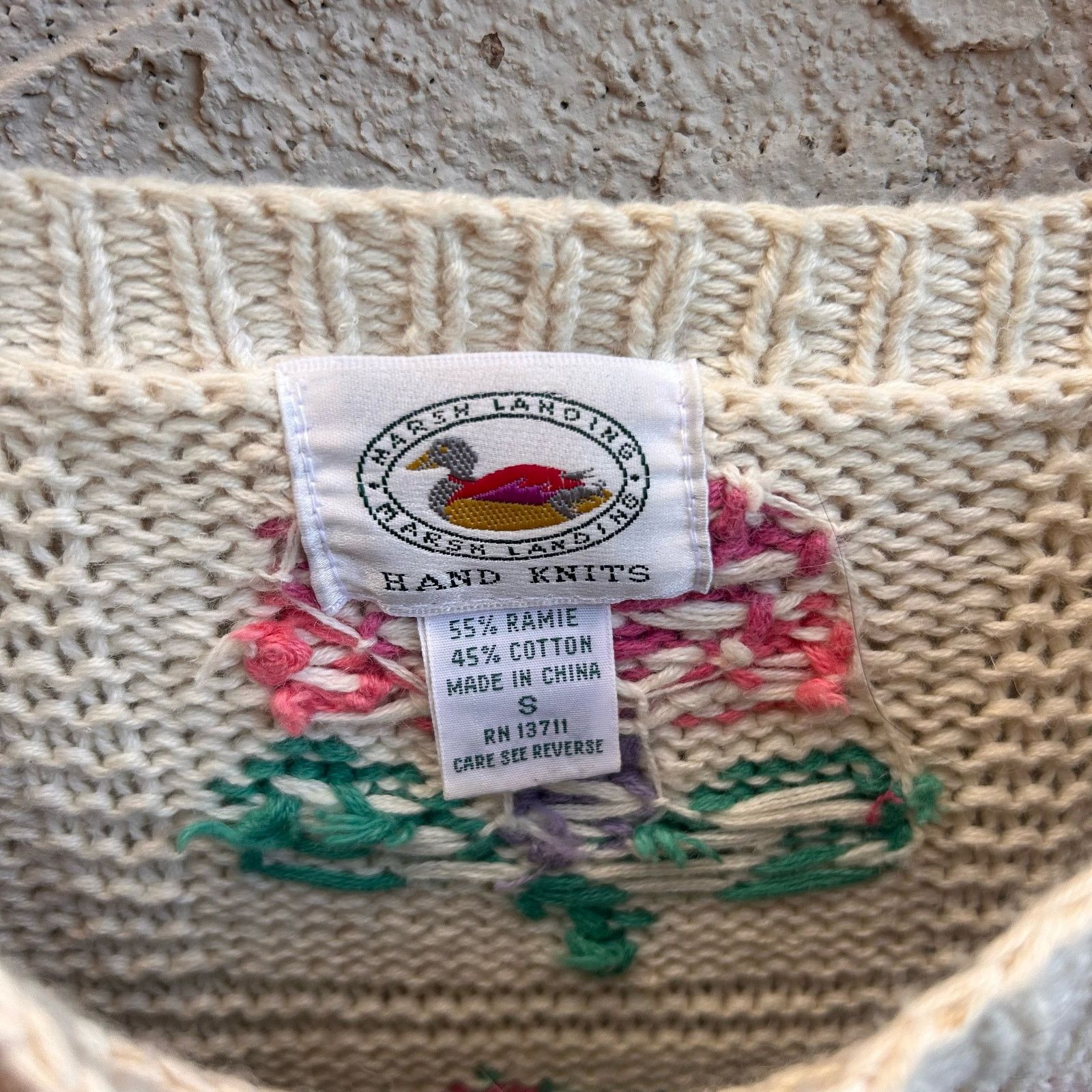 Vintage VTG Hand Knit Cottagecore Butterflies Floral Sweater Small Size S / US 4 / IT 40 - 4 Thumbnail