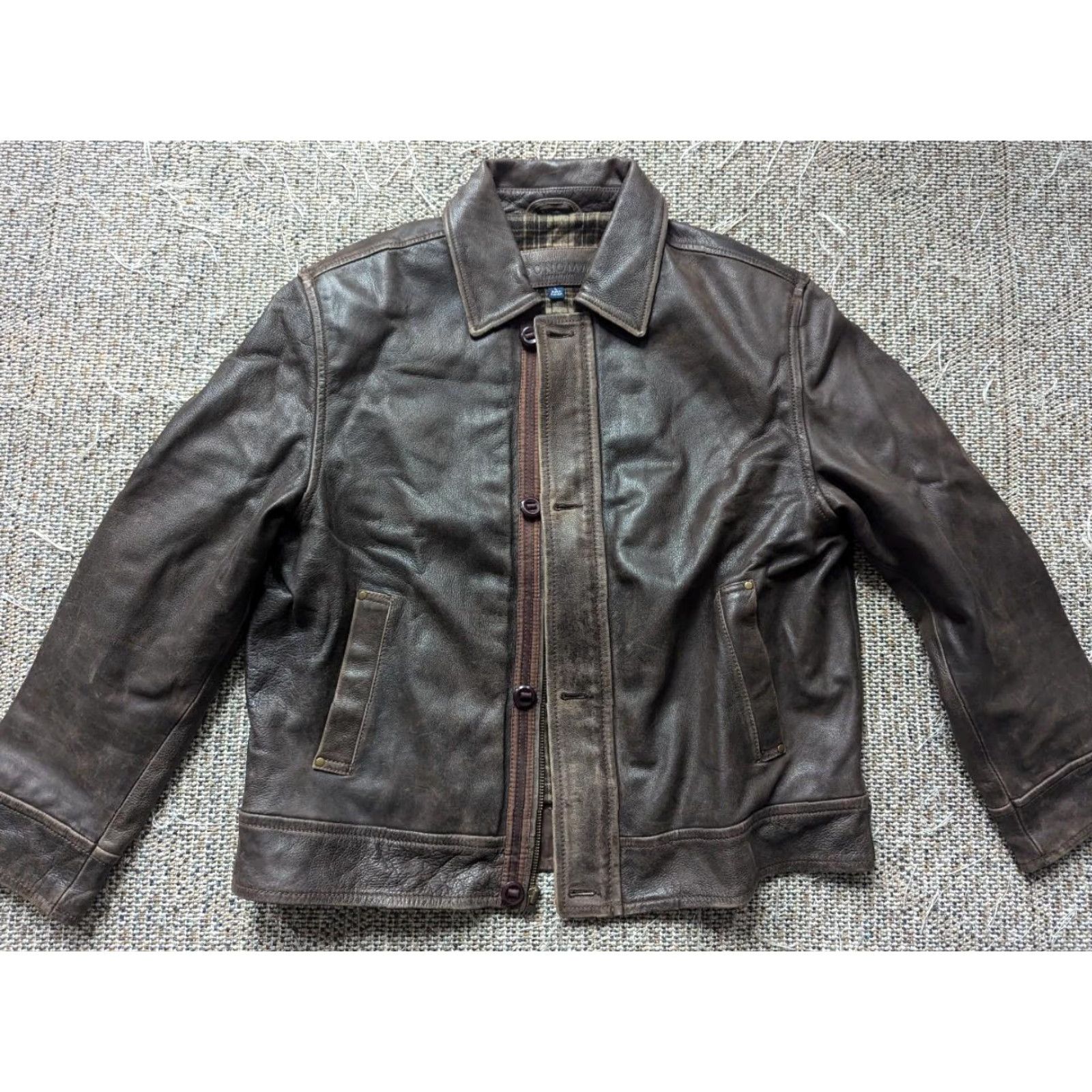 Vintage VINTAGE motorcycle jacket Mens L Brown Patina Cowhide Leather 44 zip 1990s Mad Max Sonoma Leather Jacket Size US L / EU 52-54 / 3 - 5 Thumbnail