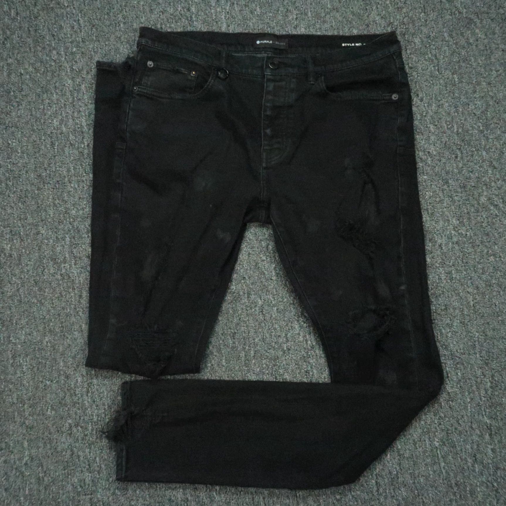 J Brand Purple Brand Jeans Mens 33x34 Black 5-Pocket Distressed Slim Straight Denim Cotton Belt Loops Vintage No Size US 33 - 2 Thumbnail