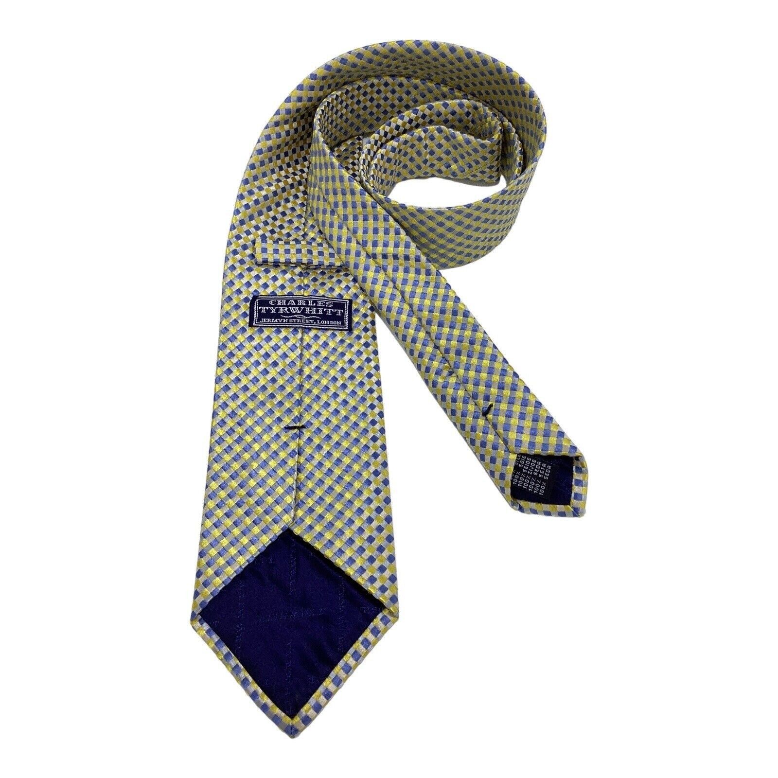 Charles Tyrwhitt CHARLES TYRWHITT YELLOW PLaids & Cheks Silk Tie Hand Made In Size ONE SIZE - 1 Thumbnail