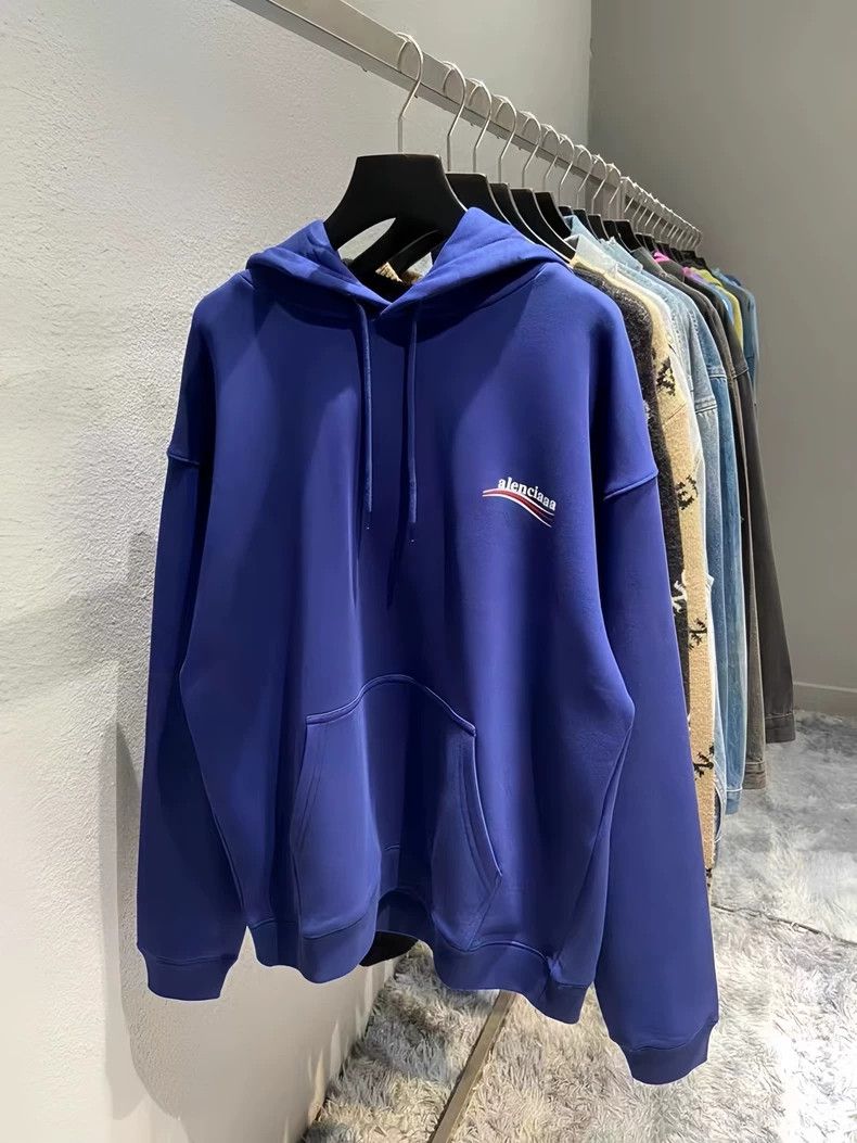 Balenciaga Balenciaga Classic Blue Embroidered Hoodie - dmc Size US M / EU 48-50 / 2 - 1 Thumbnail