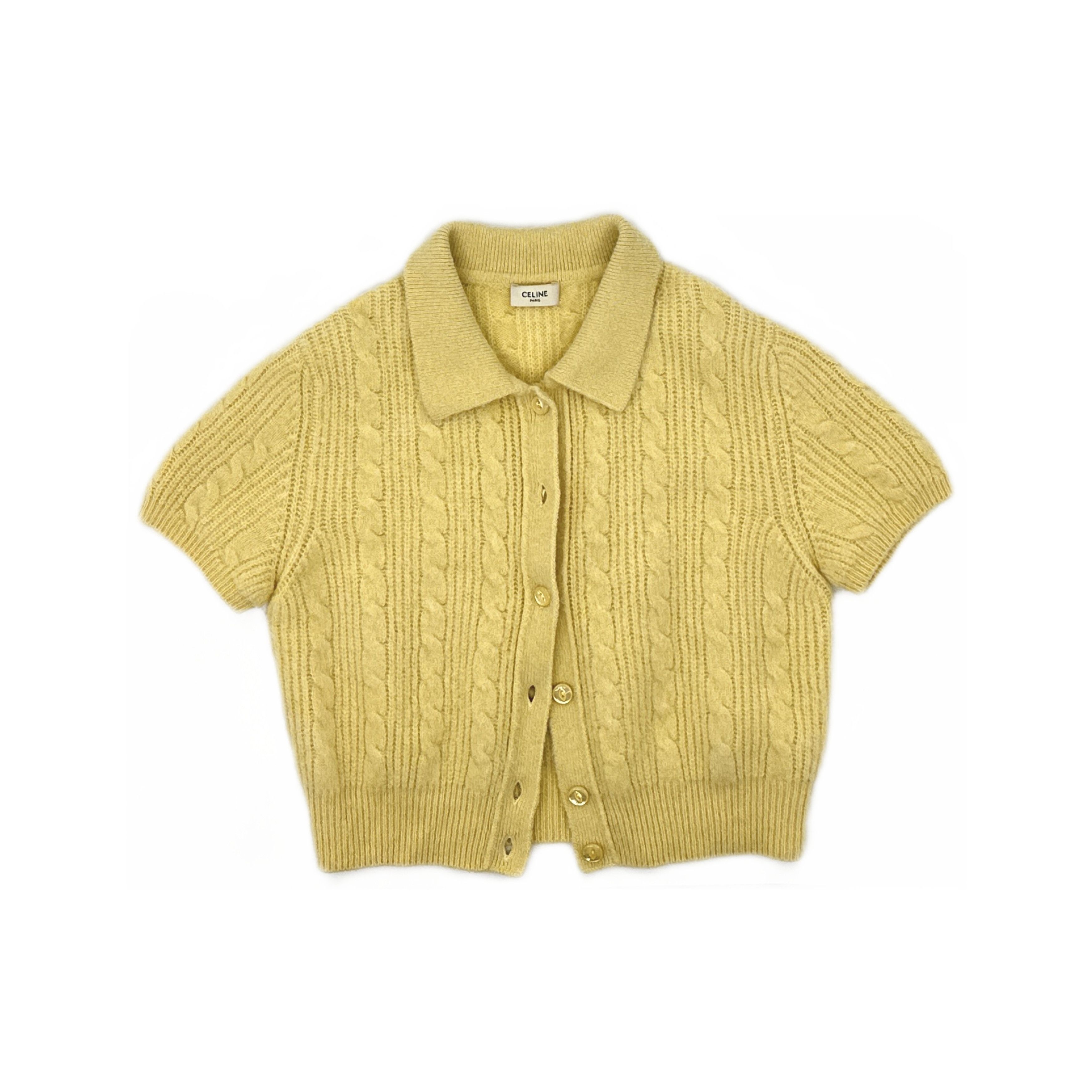 Celine Celine Cable Knit Short Sleeve Cardigan Size L Size L / US 10 / IT 46 - 1 Thumbnail