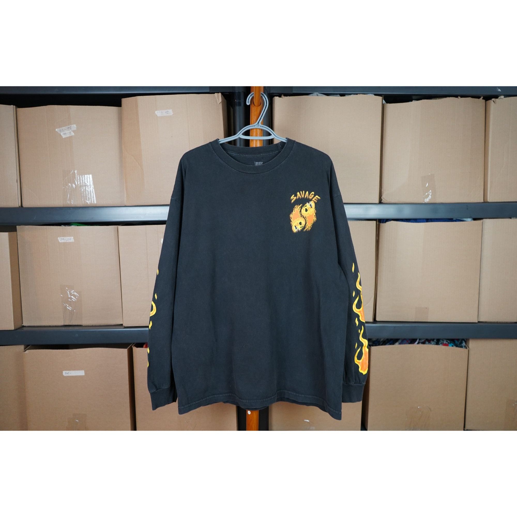 Other Flaming Skull Long Sleeve Tshirt Men's XL #430 Size US XL / EU 56 / 4 - 1 Thumbnail