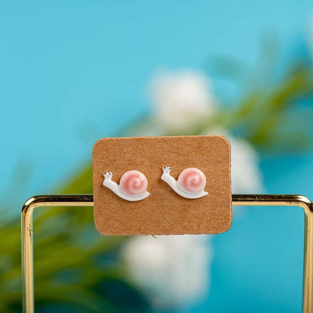 Jewelry Snails Stud Earrings Ceramic Ear Gift For Her Size ONE SIZE - 1 Preview
