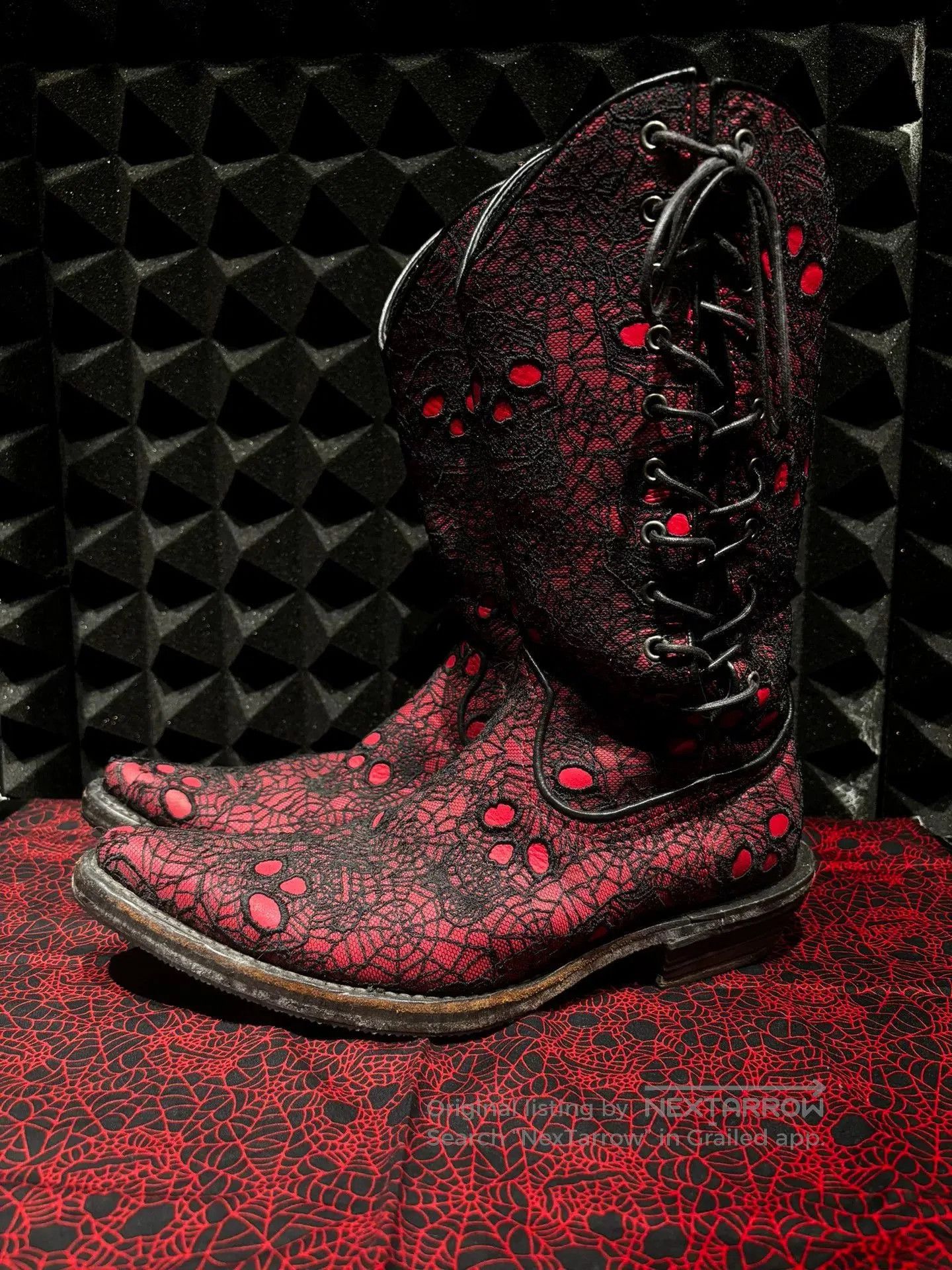 Number (N)ine red spider print chelsea boots. Size US 6 / EU 39 - 2 Thumbnail