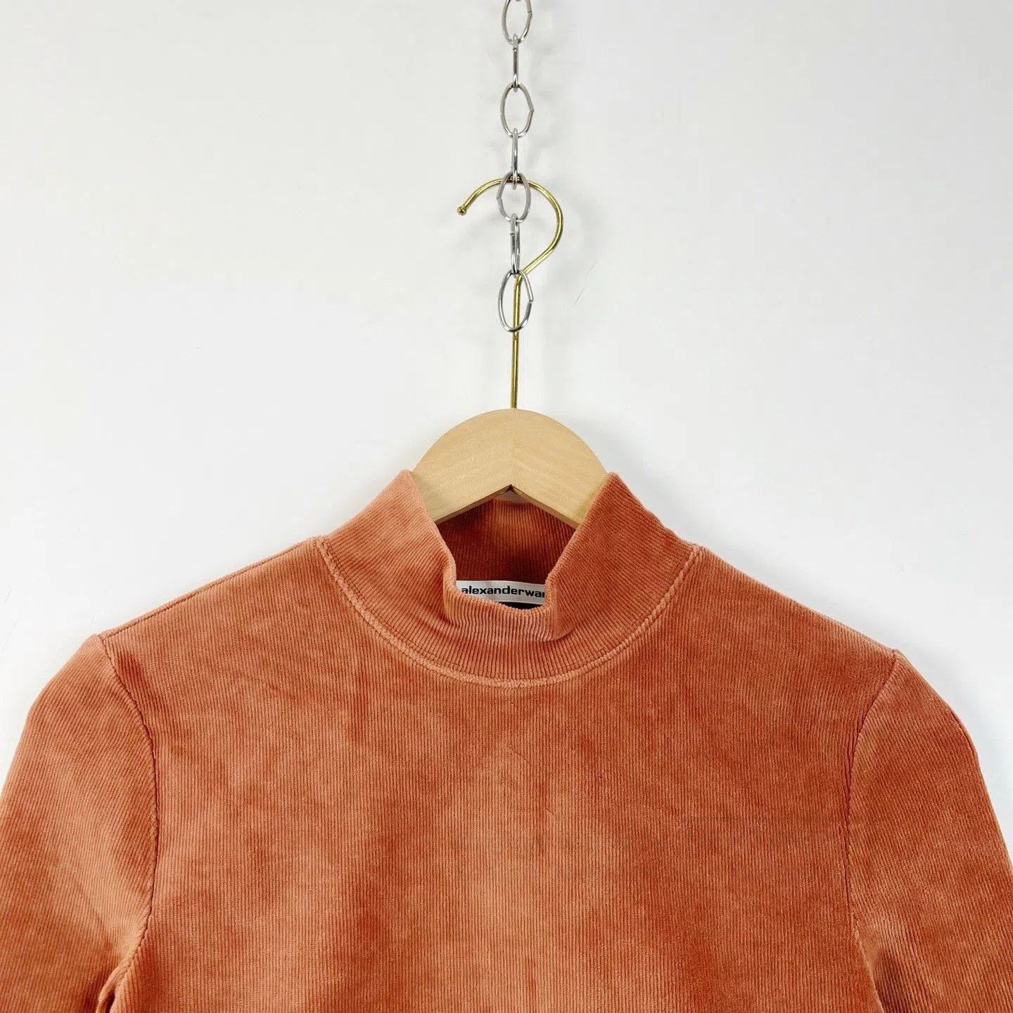 Alexander Wang Alexander Wang Brown Corduroy Mock Neck T-shirt. Size XS / US 0-2 / IT 36-38 - 3 Thumbnail
