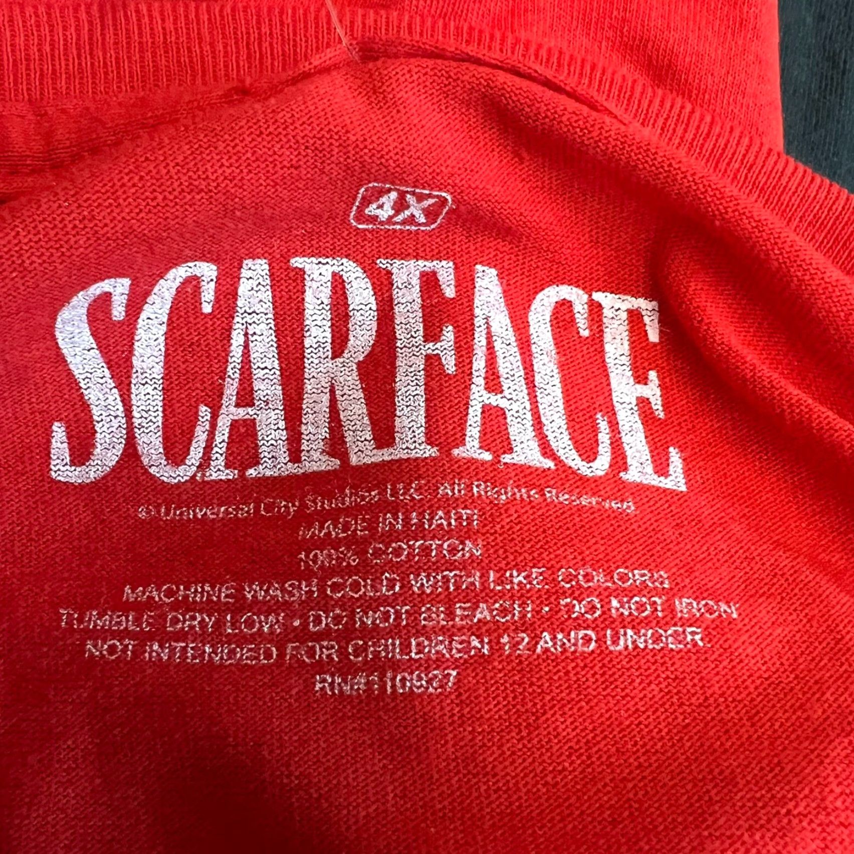Vintage VINTAGE Scarface T-Shirt - Tony Montana Graphic Shirt Mens 4XL Red - 80s Movie Logo Crew Neck Short Sleeve Easy Care Cotton Size US XXL / EU 58 / 5 - 6 Thumbnail