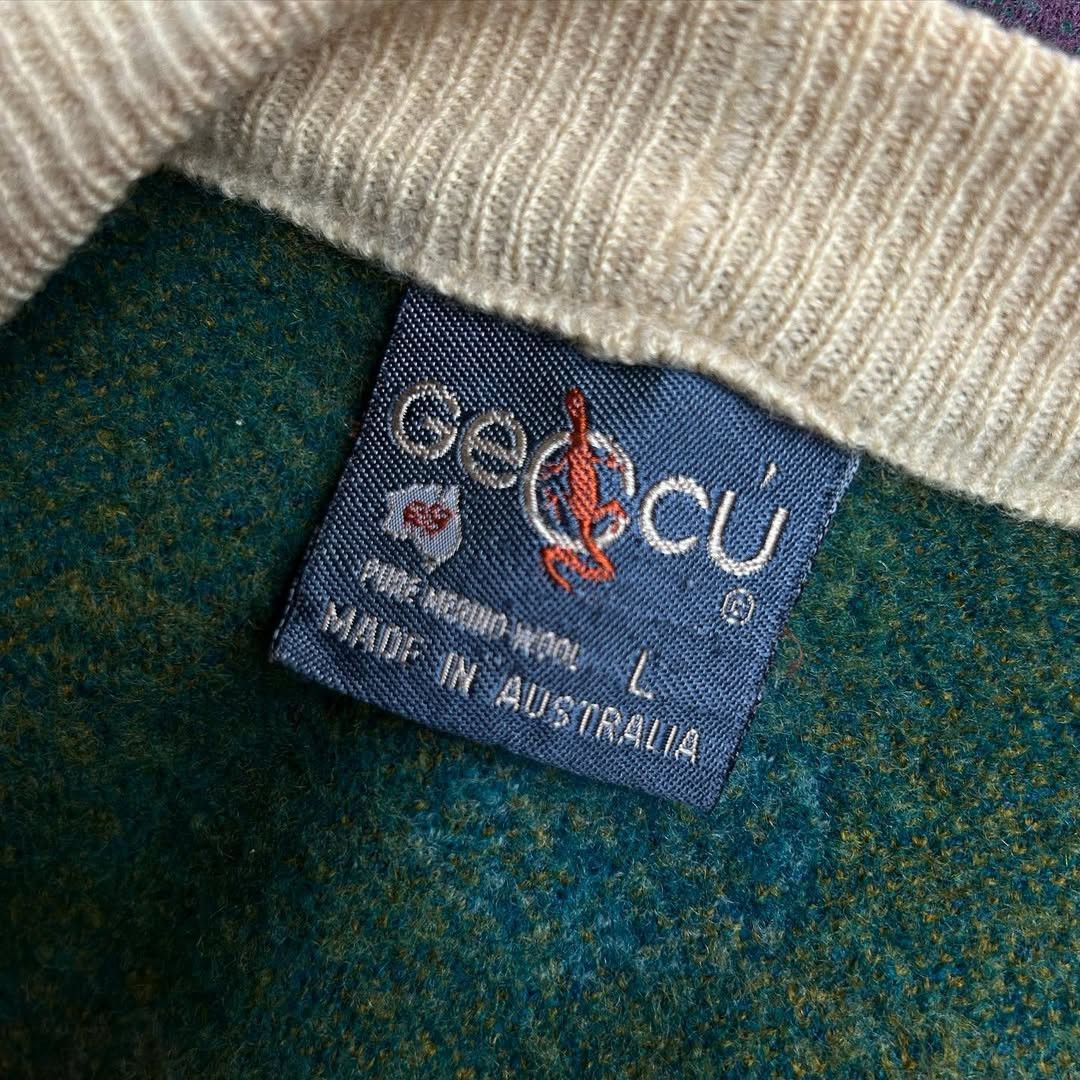 Aran Isles Knitwear × Vintage Vintage 90s Geccu Australia Knitwear Pure Merino Wool Size US L / EU 52-54 / 3 - 6 Thumbnail