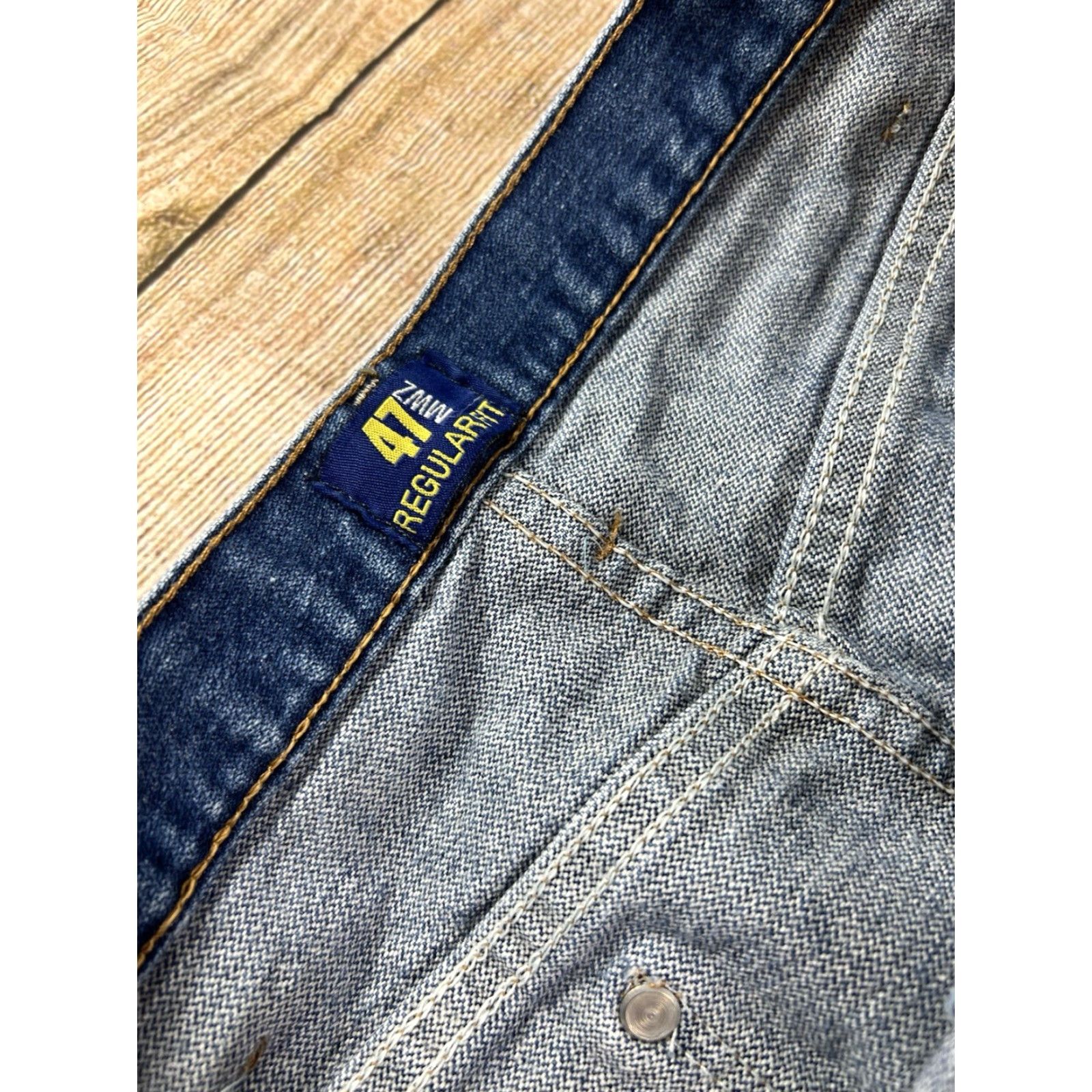 Wrangler VINTAGE Wrangler 47MWZ Jeans Cowboy Denim Straight 36x31 Mens Blue Regular Fit Stains Included Size US 36 / EU 52 - 3 Thumbnail