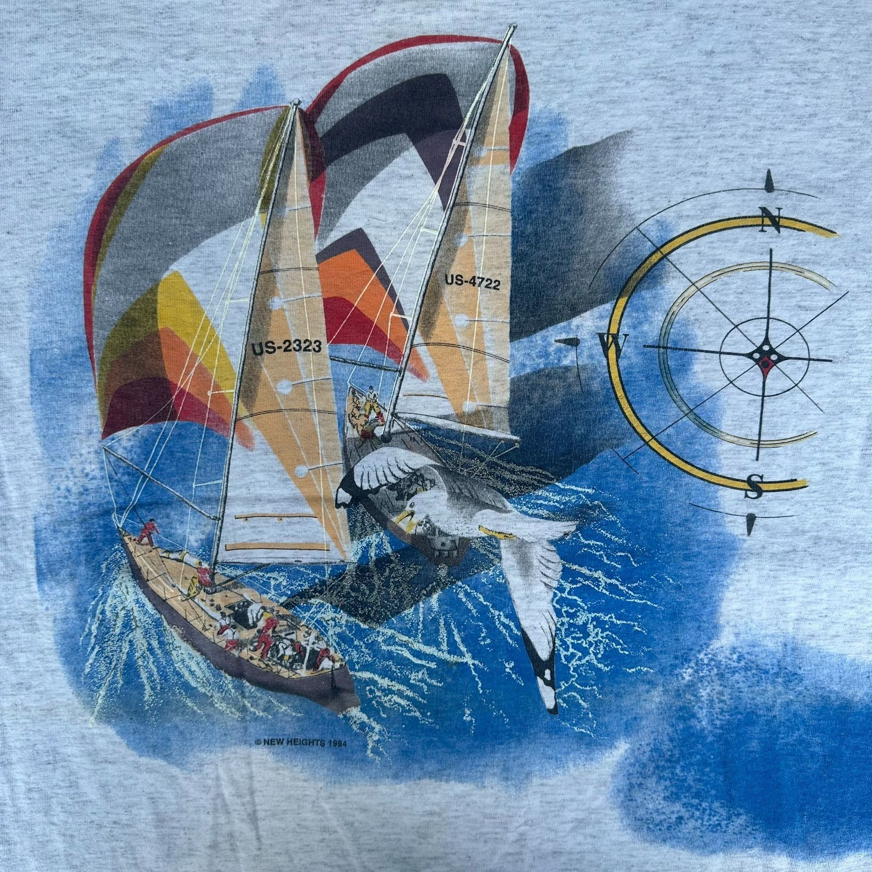 Vintage Vintage 90s Sailboat Seagull T-Shirt Gray L Single Stitch Na Size US L / EU 52-54 / 3 - 2 Thumbnail