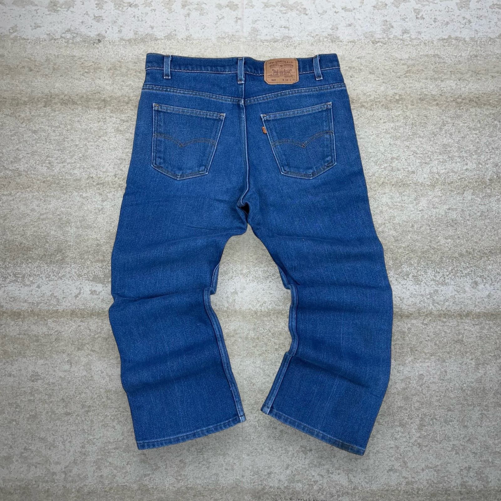 image of Crazy Vintage 90's Orange Tab Levis 517 Jeans Bootcut Flared in Blue, Men's (Size 38)