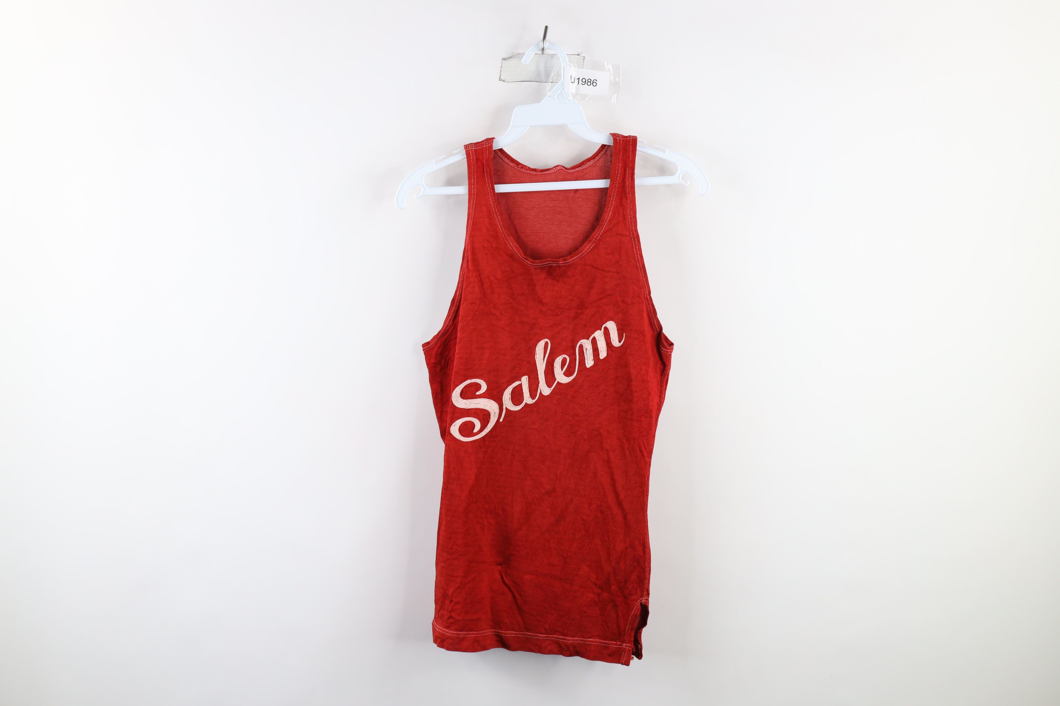 Vintage 40s 50s Stitch Salem Basketball Jersey Red USA