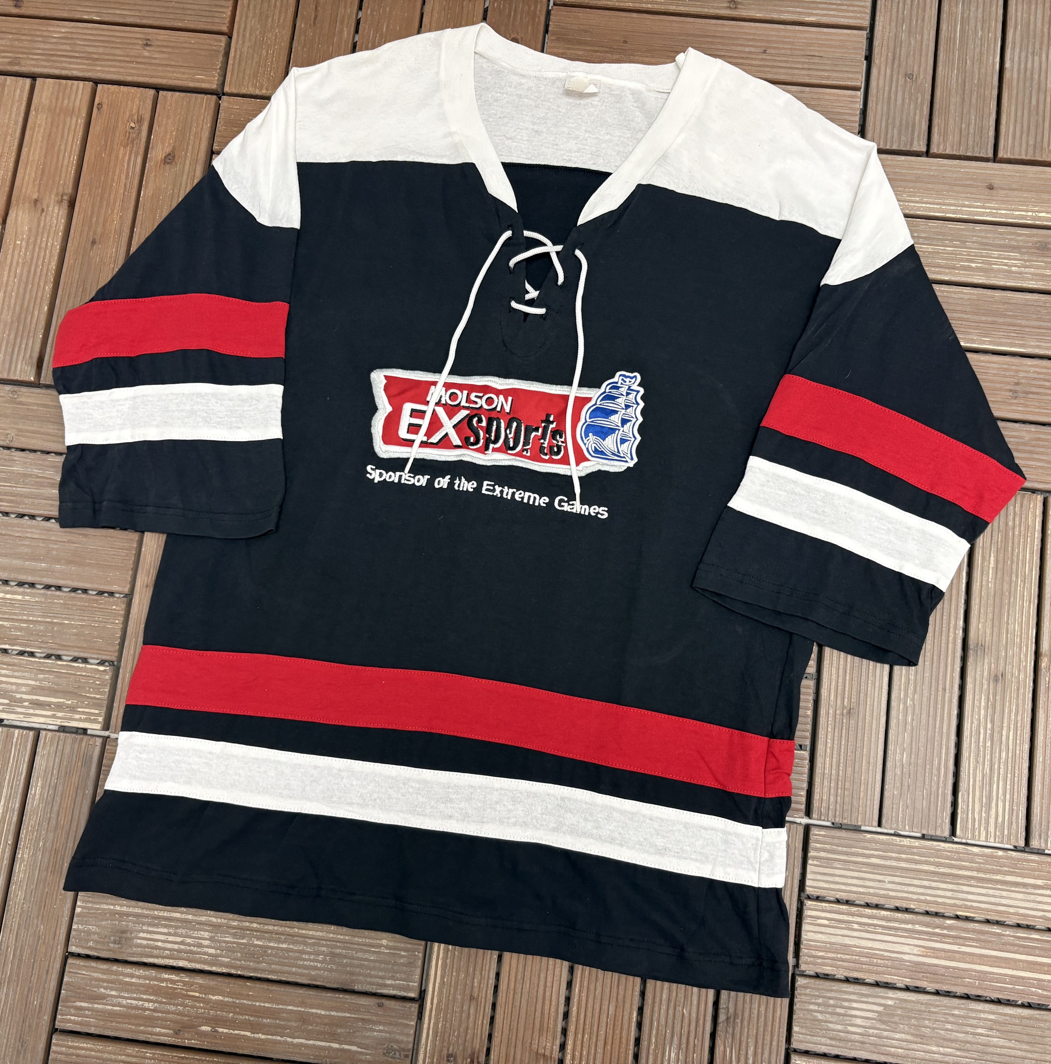 Vintage Molson Ex Sports Stitched Vintage Black 3/4 Sleeve Shirt Size US XXL / EU 58 / 5 - 2 Thumbnail