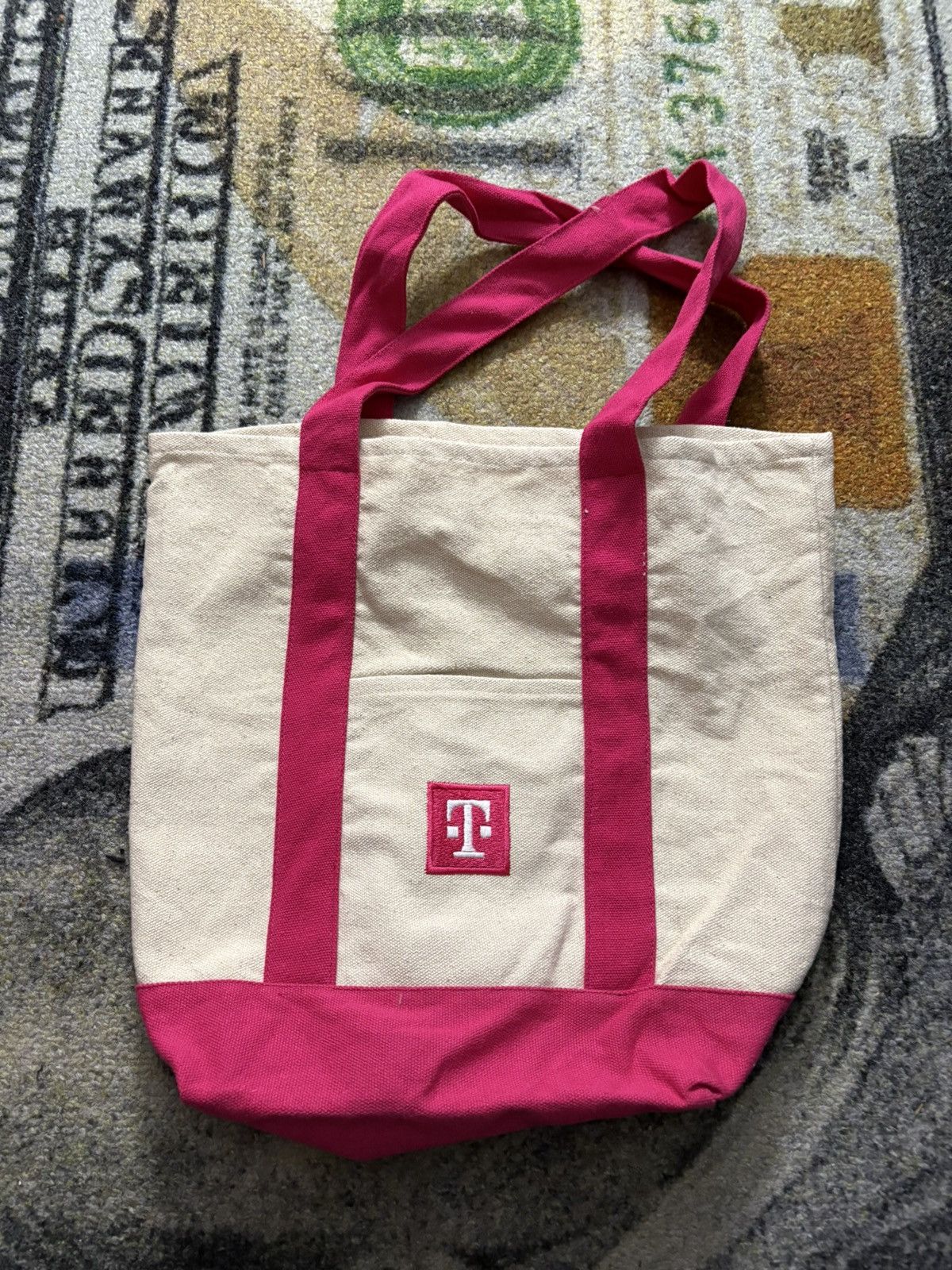 T Mobile Canvas Mini Tote Bag in Beige, Men's