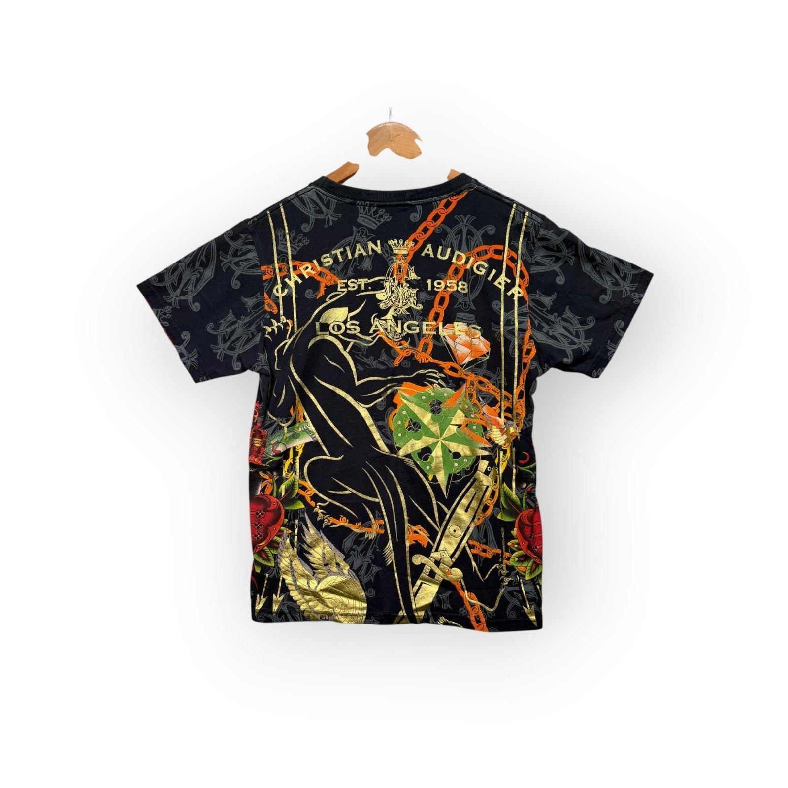 Christian Audigier Christian Audigier Rhinestone Y2K Black Crown Skull Shirt M Size US M / EU 48-50 / 2 - 2 Thumbnail