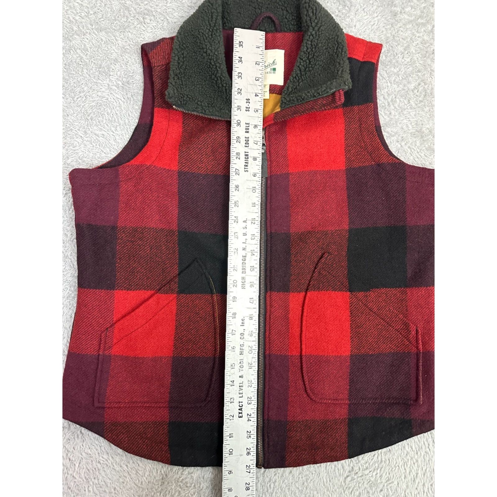 Vintage Woolrich Vest Womens XL Plaid Red Black Wool-Blend Zip EUC Size XL / US 12-14 / IT 48-50 - 7 Thumbnail