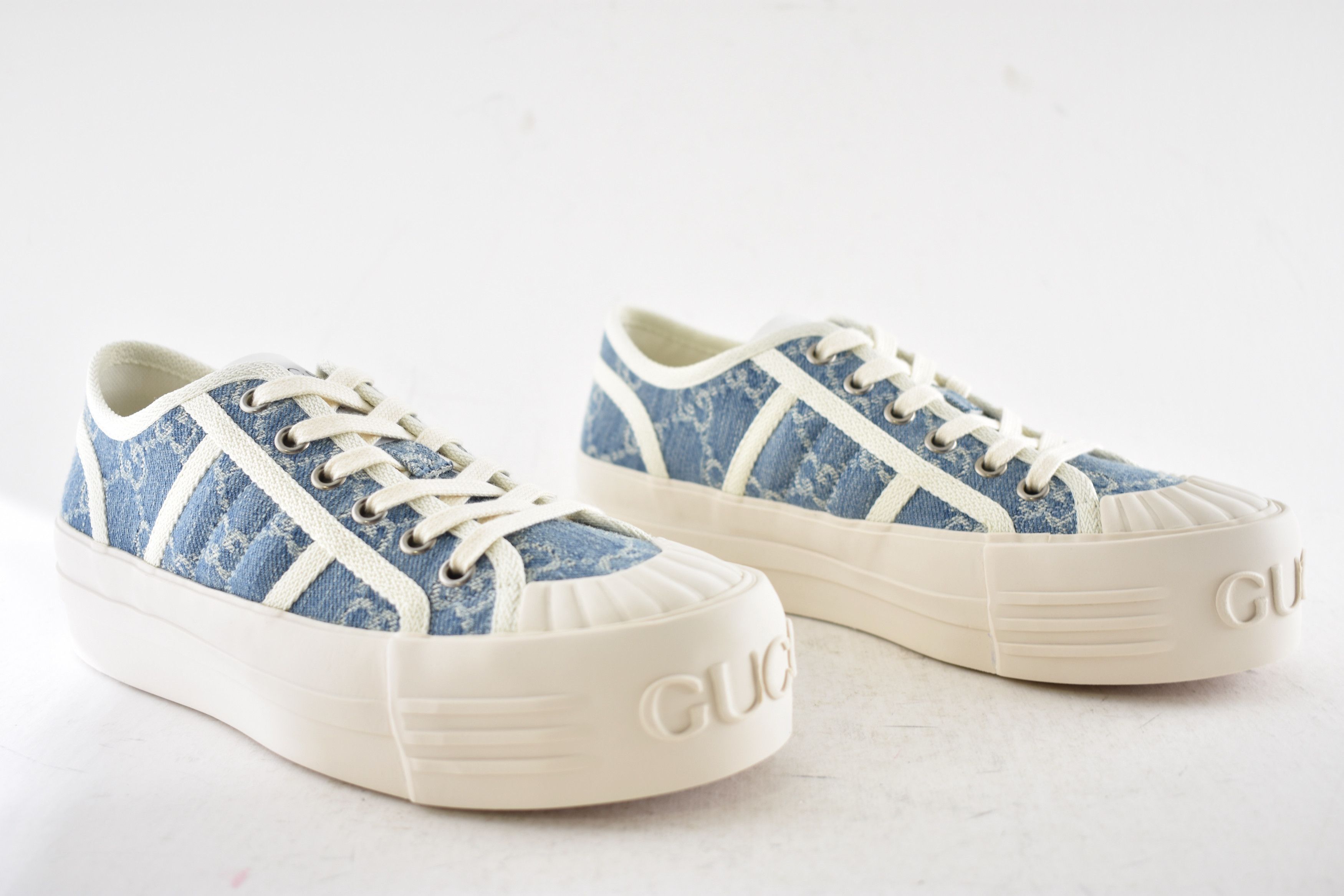 Gucci Gucci Chunky Monogram GG Logo Denim Platform Sneakers 36.5 Size US 6.5 / IT 36.5 - 4 Thumbnail