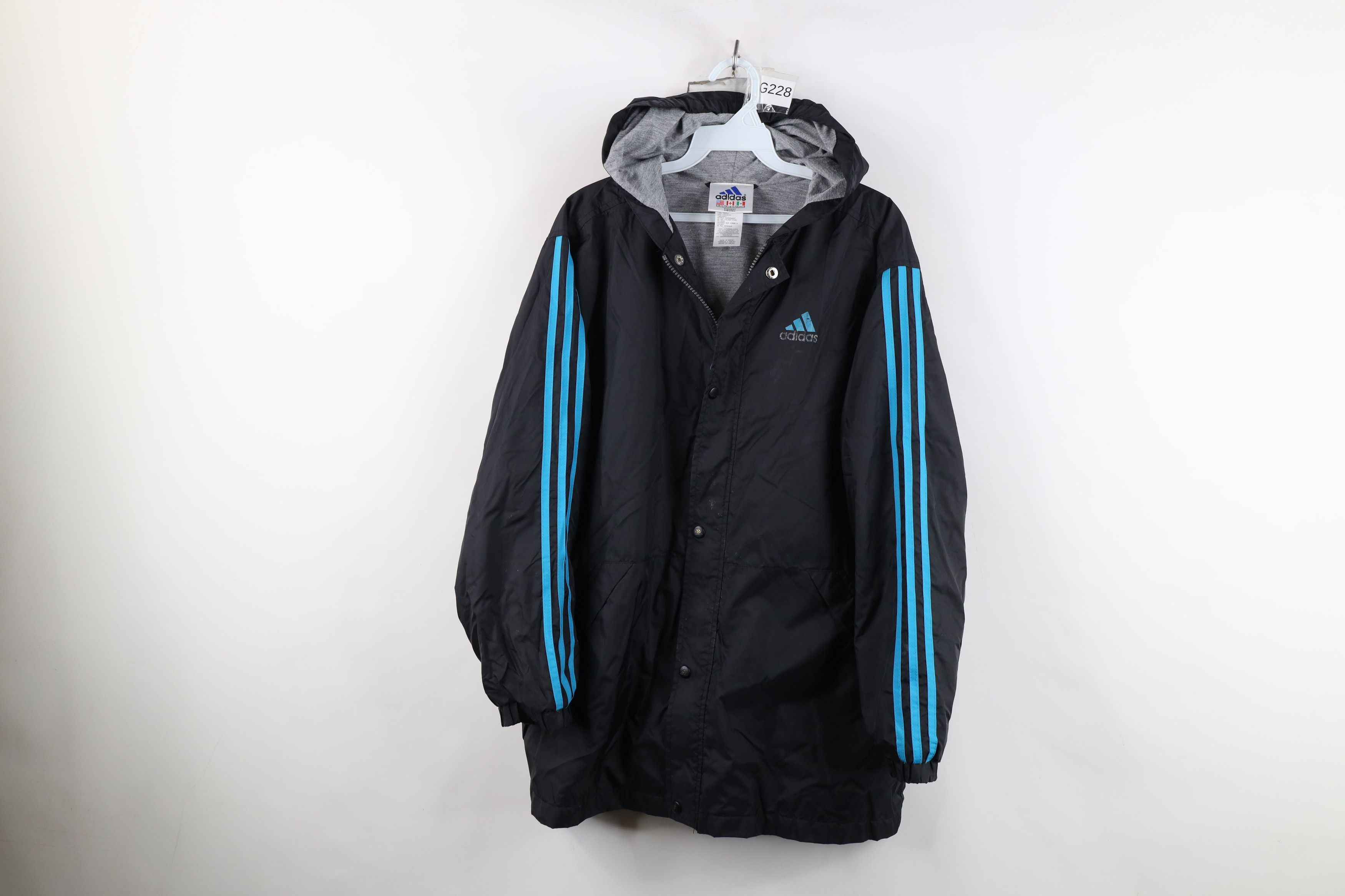 Adidas Vintage 90s Adidas Spell Out Lined Hooded Windbreaker Jacket Size US XL / EU 56 / 4 - 1 Thumbnail