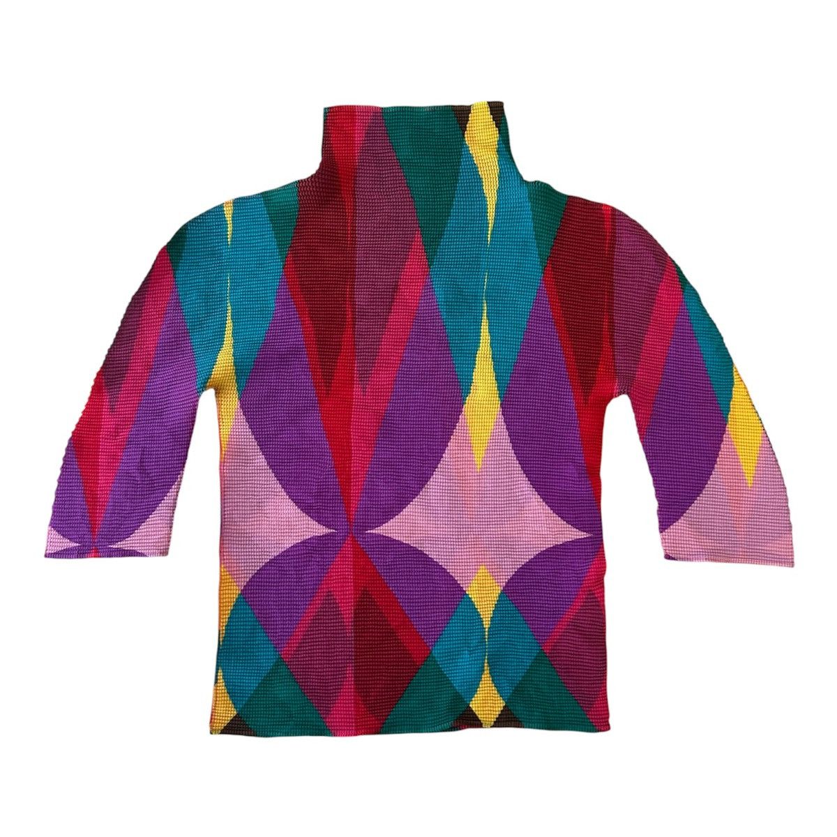 Pleats Please Issey Miyake Issey Miyake Pleats Please Multicolor Geometric High Neck Size S / US 4 / IT 40 - 1 Thumbnail