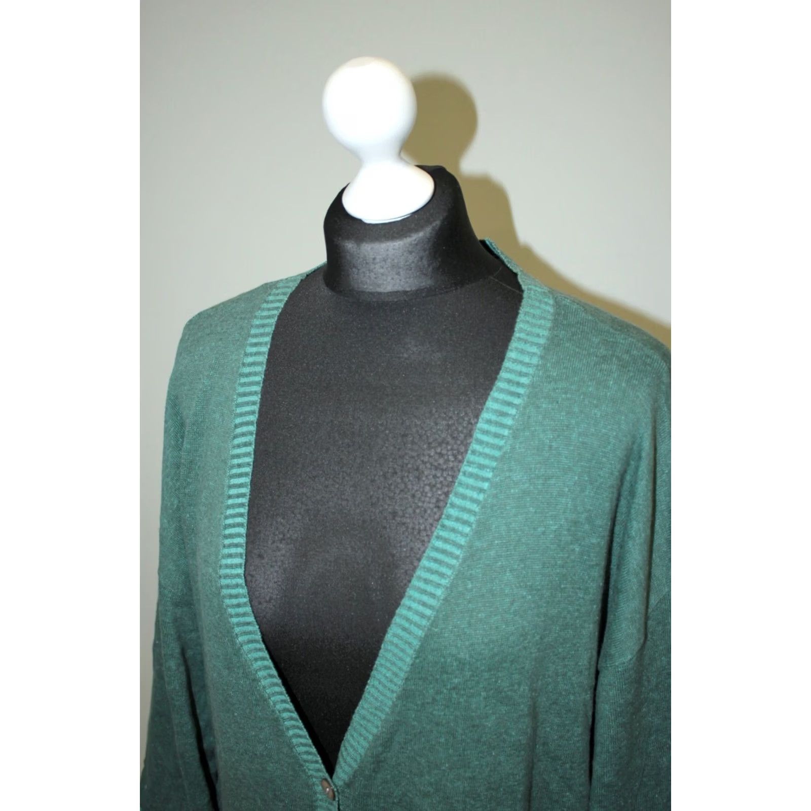 Vintage Gudrun Sjoden Womens Cardigan Jumper L Green Linen Cotton JW-OFFICIAL 90s? Size L / US 10 / IT 46 - 2 Thumbnail