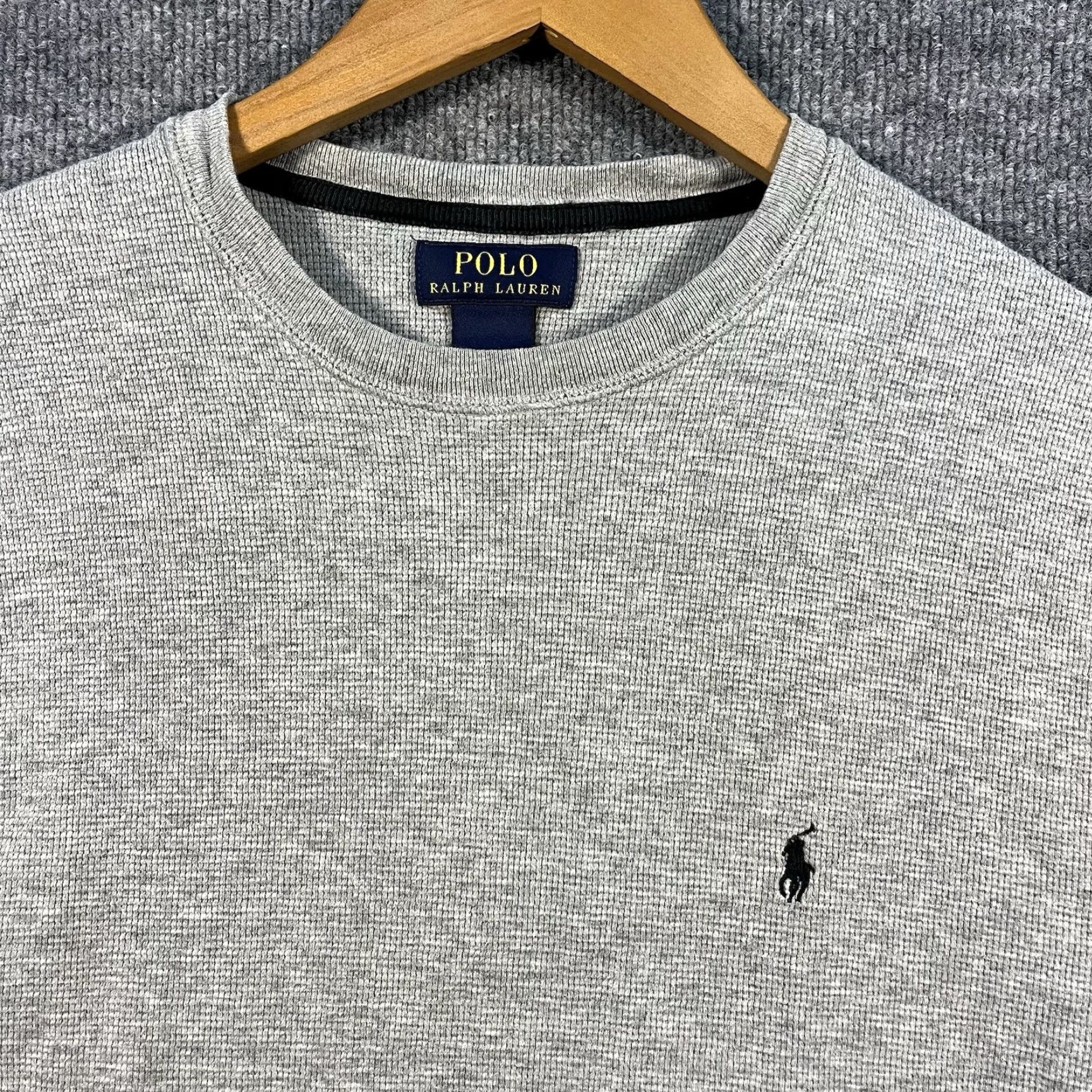 Polo Ralph Lauren Polo Ralph Lauren Shirt Mens L Gray Waffle Knit Crewneck Cotton Logo Pony Size US L / EU 52-54 / 3 - 2 Thumbnail