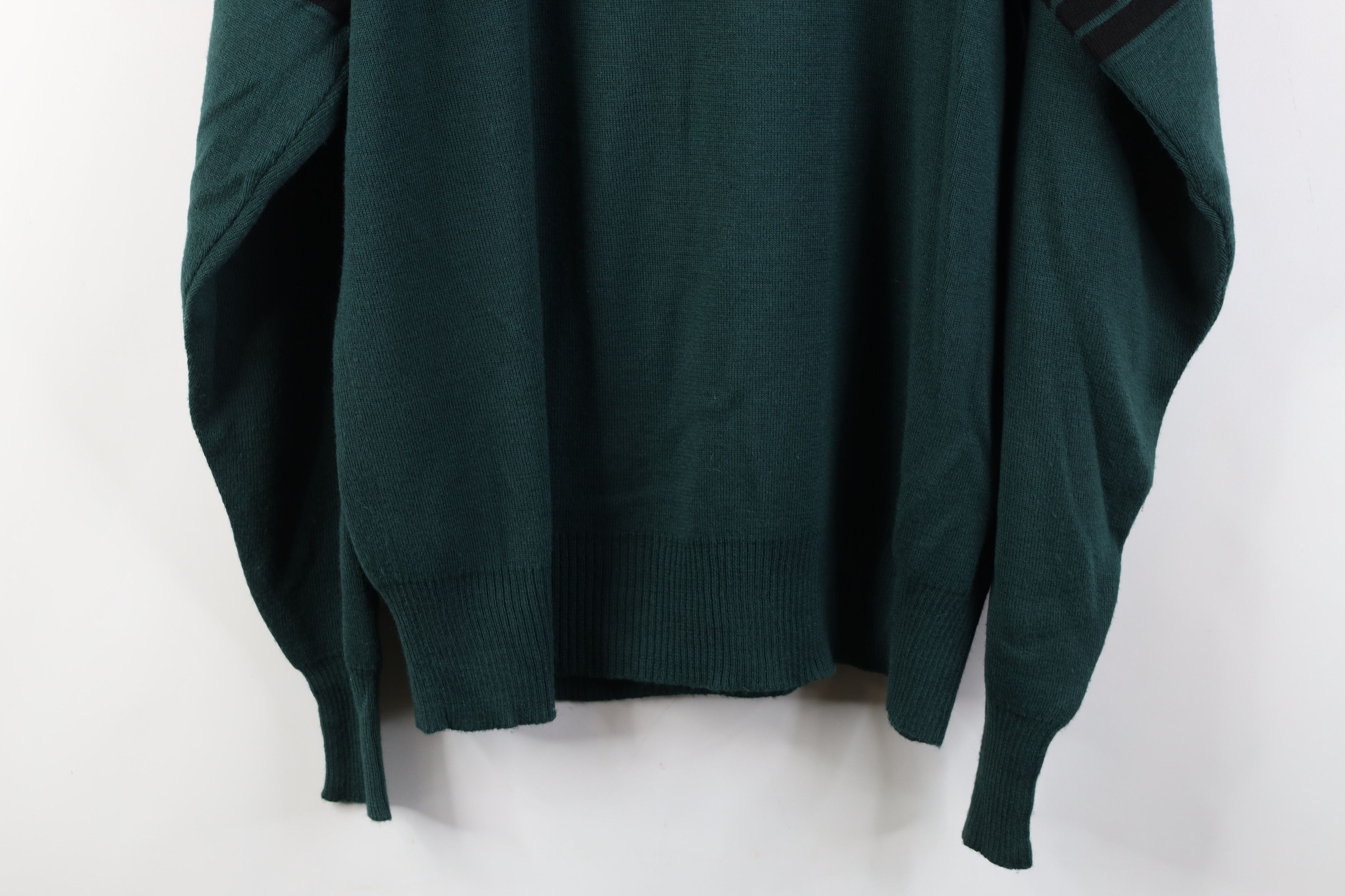 Vintage Vintage 90s Streetwear Striped 1/4 Half Zip Sweater Green Size US XL / EU 56 / 4 - 12 Thumbnail