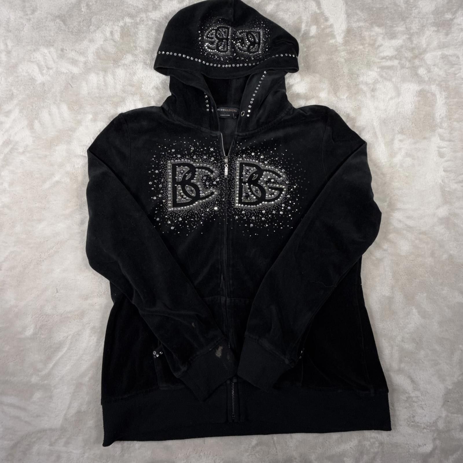 Bcbgmaxazria BCBG Sweater Women's XL Black Vintage Y2K Embellished Hoodie Size XL / US 12-14 / IT 48-50 - 9 Thumbnail