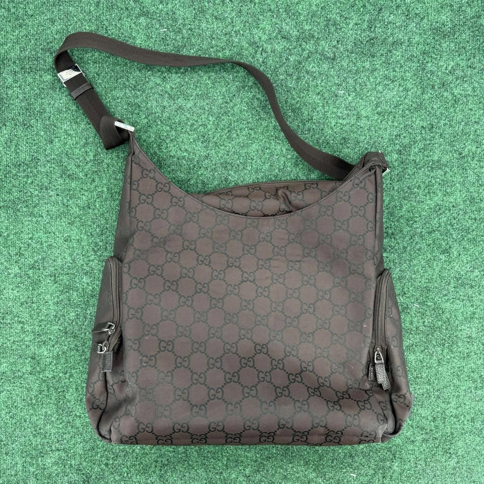 Gucci Gucci GG Monogram Nylon Shoulder Crossbody Bag Dark Brown Size ONE SIZE - 10 Thumbnail