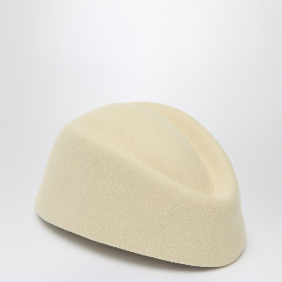 Valentino o1d2blof1025 Size: 60 / V Logo Signature Wool Hat in Cream Size ONE SIZE - 2 Thumbnail