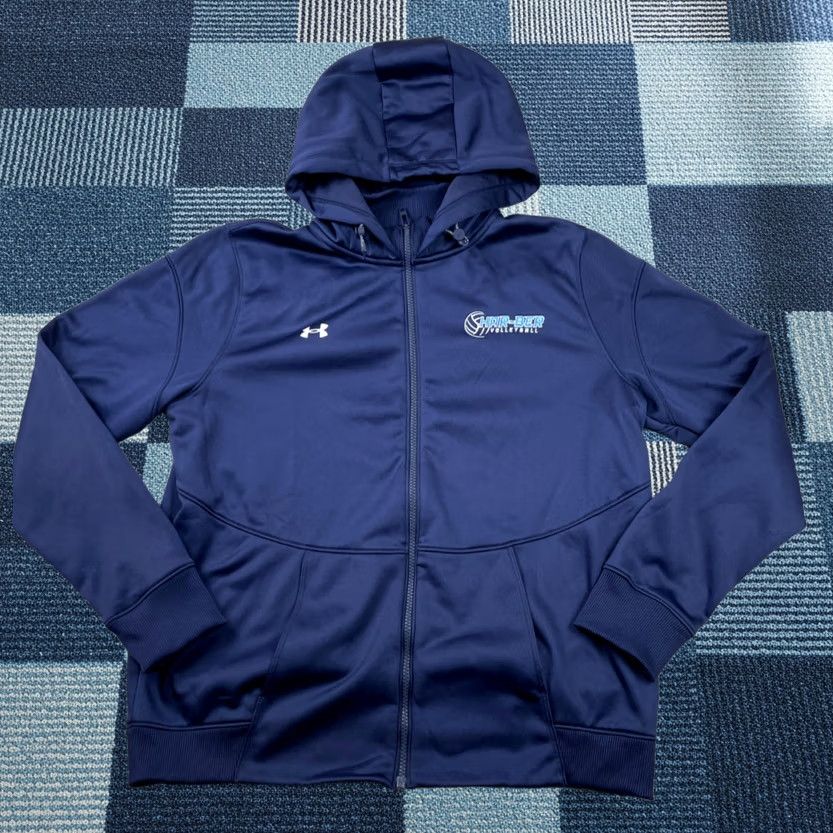 Under Armour Under Armour Hoodie Mens Large Navy Blue Fleece Full Zip Jacket Hiking Outdoors Size US L / EU 52-54 / 3 - 1 Thumbnail