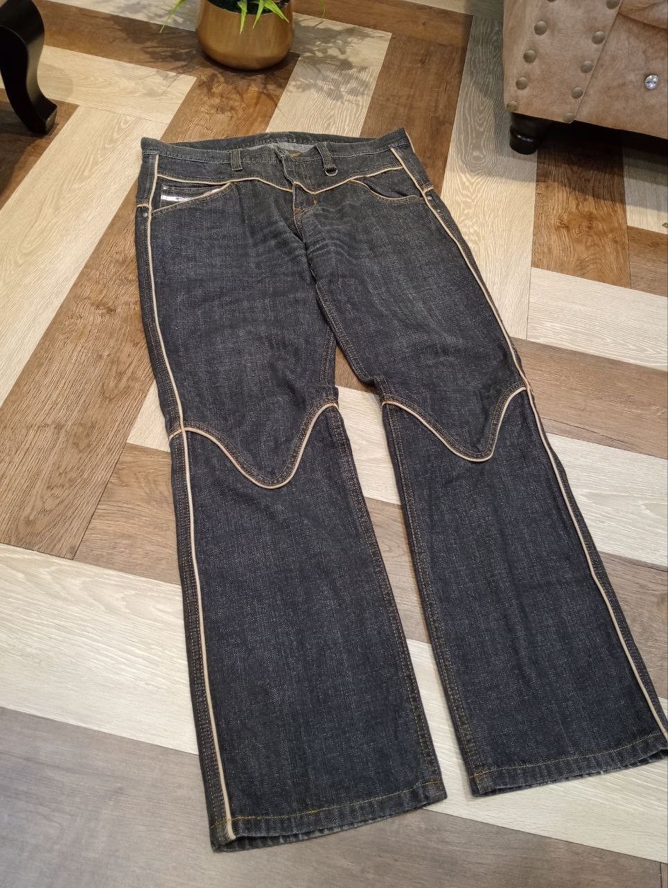 Nicole Club NICOLE CLUB FOR MEN JAPAN LEATHER LINING DENIM FLARED PANTS Size US 34 / EU 50 - 3 Thumbnail