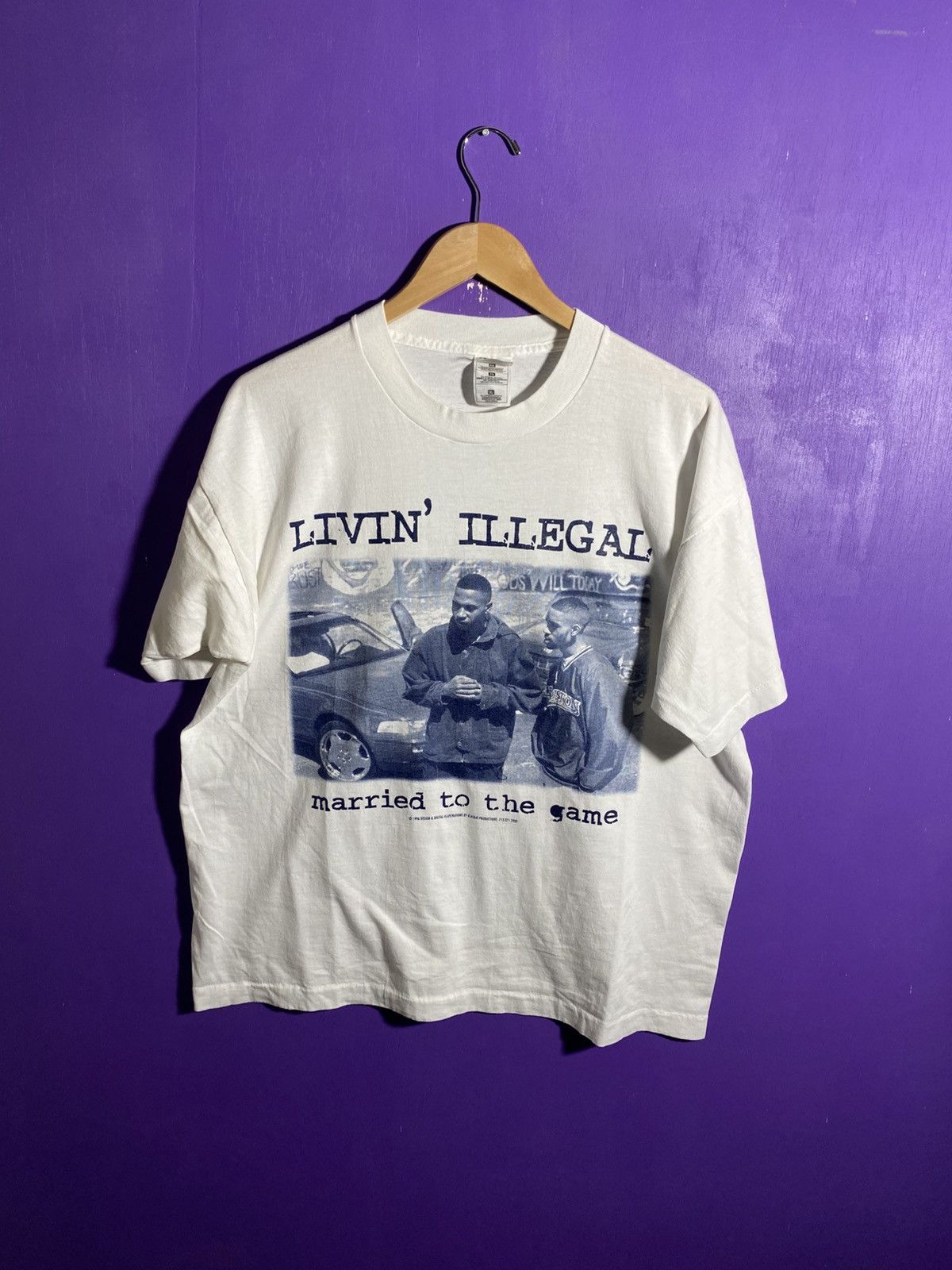 Rap Tees × Vintage Vintage 1996 Livin illegal hollow point records t-shirt Size US XL / EU 56 / 4 - 1 Thumbnail