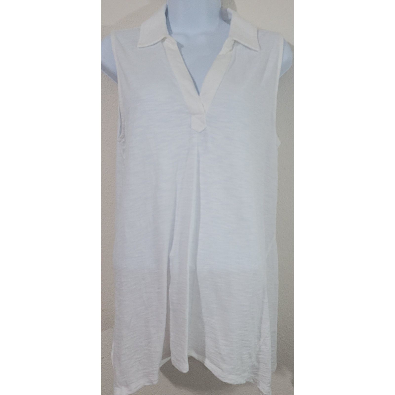 Other Soma White Slub Knit Collard V Neck Tunic Tank Large Size L / US 10 / IT 46 - 1 Thumbnail