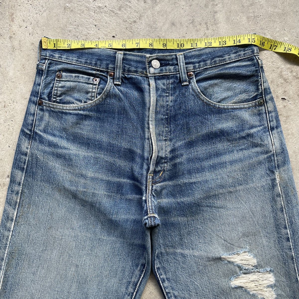 Levi's Vintage Levi’s 503 Big E Ripped Jeans Selvedge Denim Pants Size US 31 - 5 Thumbnail