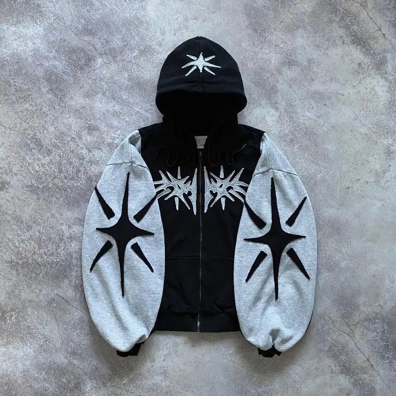 Japanese Brand Gothic Star Patchwork Oversized Pullover Hoodies Size US M / EU 48-50 / 2 - 3 Thumbnail