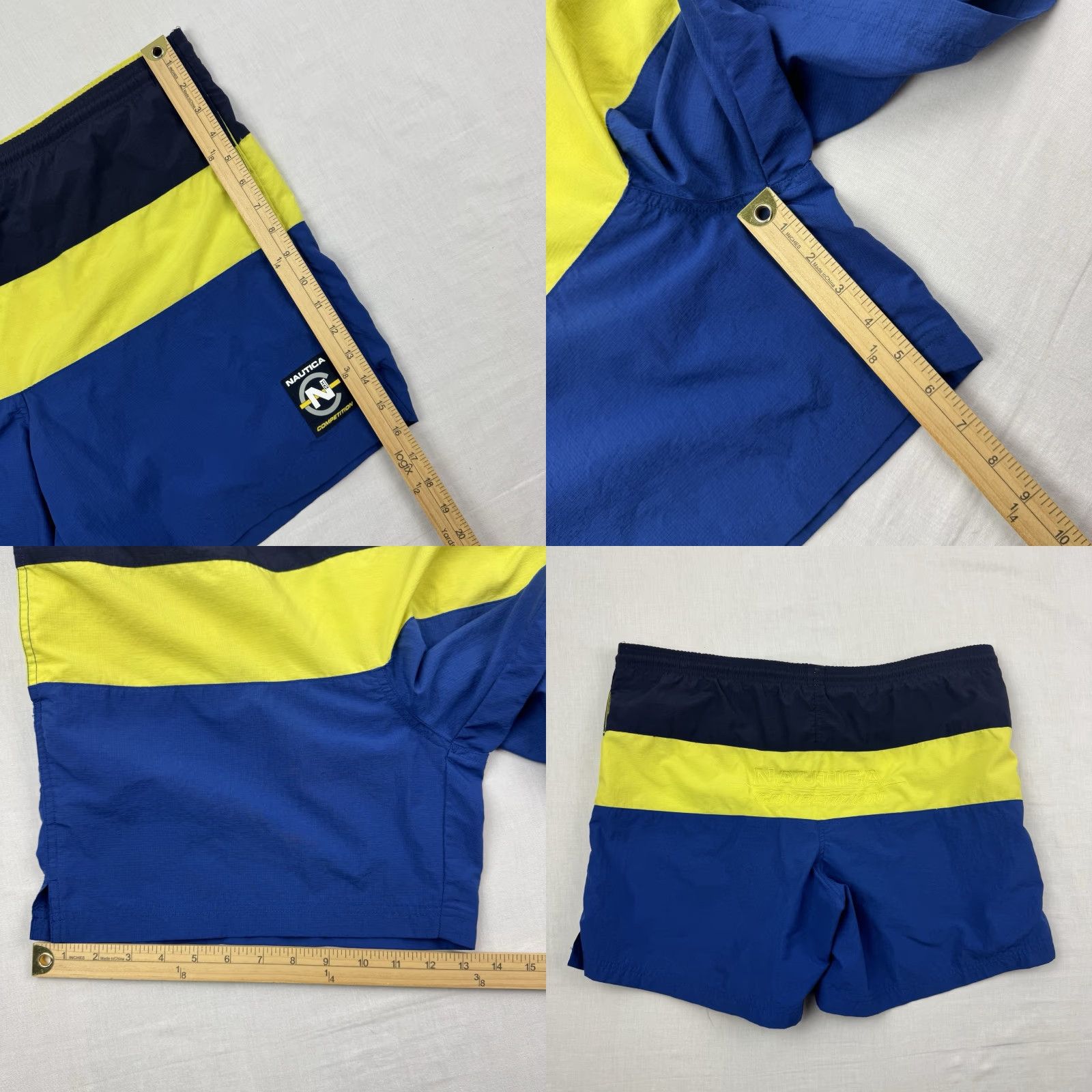 Nautica VINTAGE Nautica Competition Swim Trunks Adult M Striped Blue 90s Beach Mens Size US 31 - 8 Thumbnail