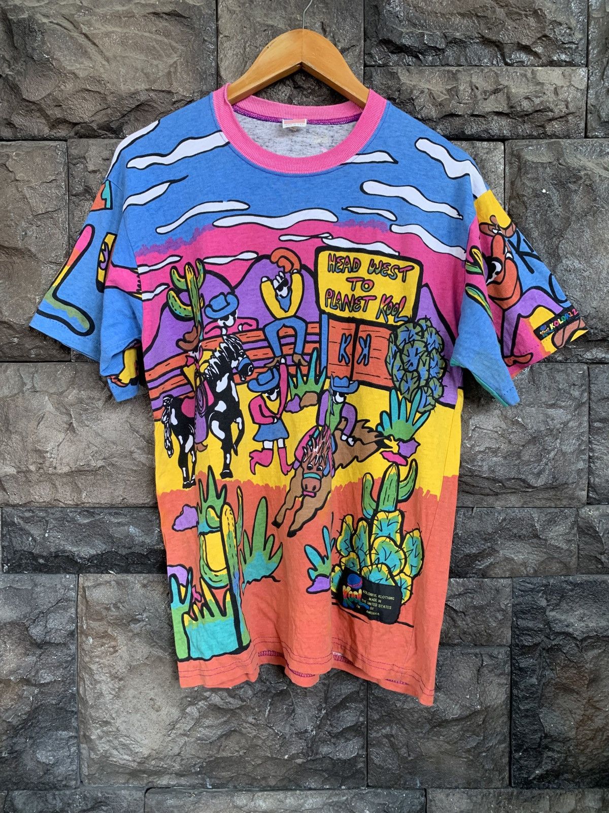 Vintage Vintage 90s Kool Planet / Kozmik All Over Print T shirt Size US M / EU 48-50 / 2 - 1 Thumbnail